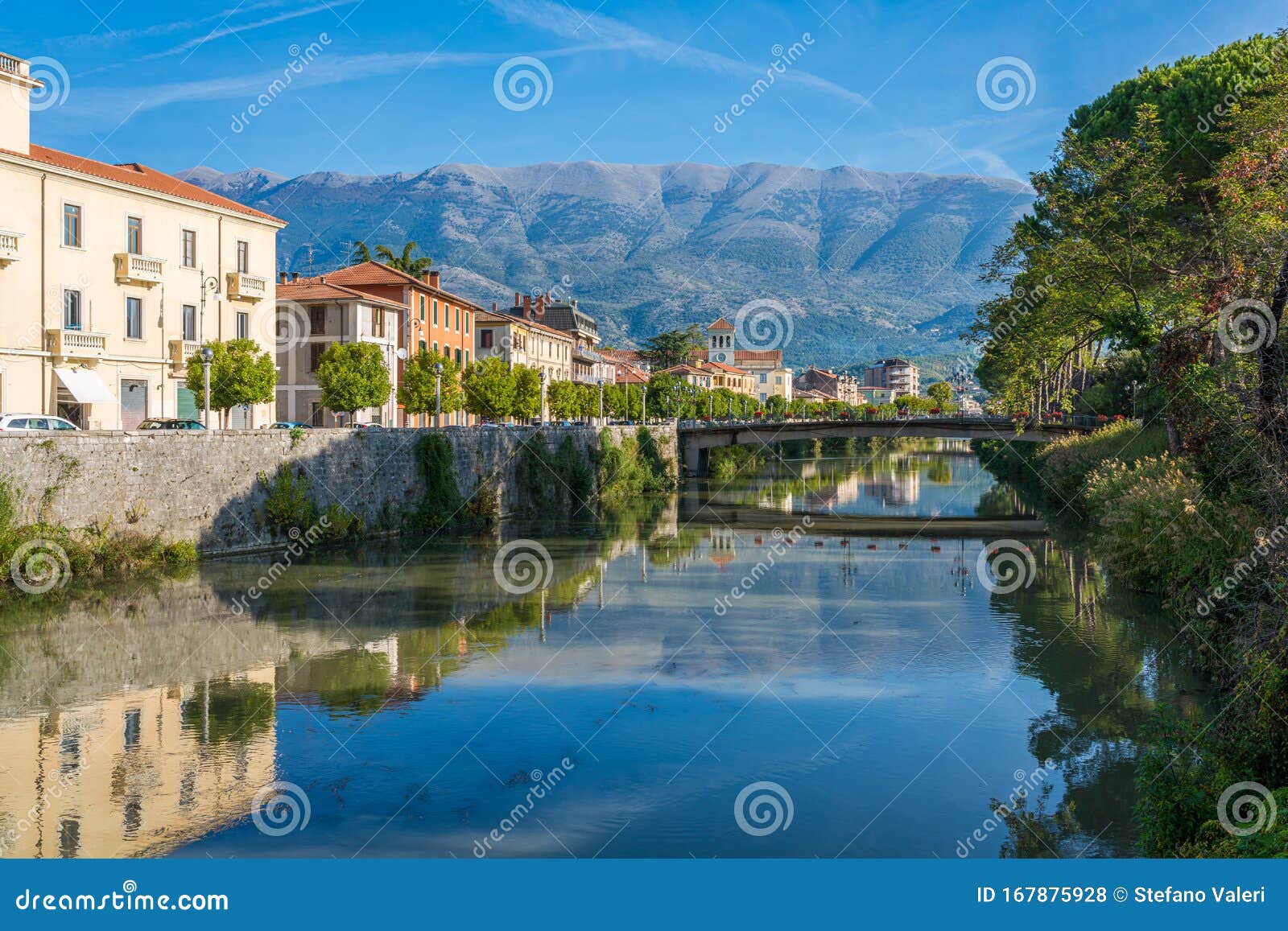 the town of sora on a sunny morning. province of frosinone, lazio, italy.