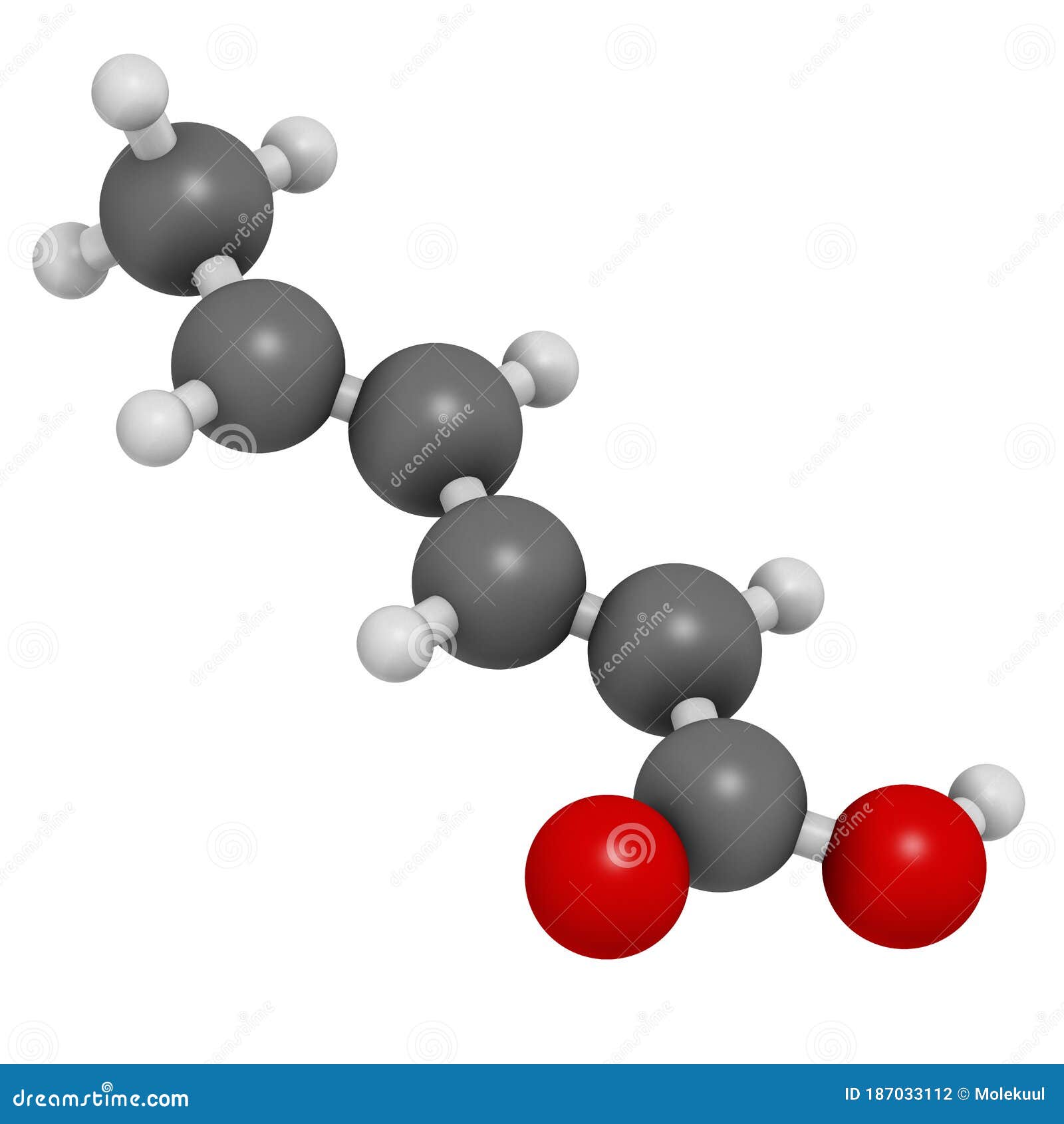 sorbic acid food preservative molecule. sorbate (sodium, potassium, calcium) also used for same purpose