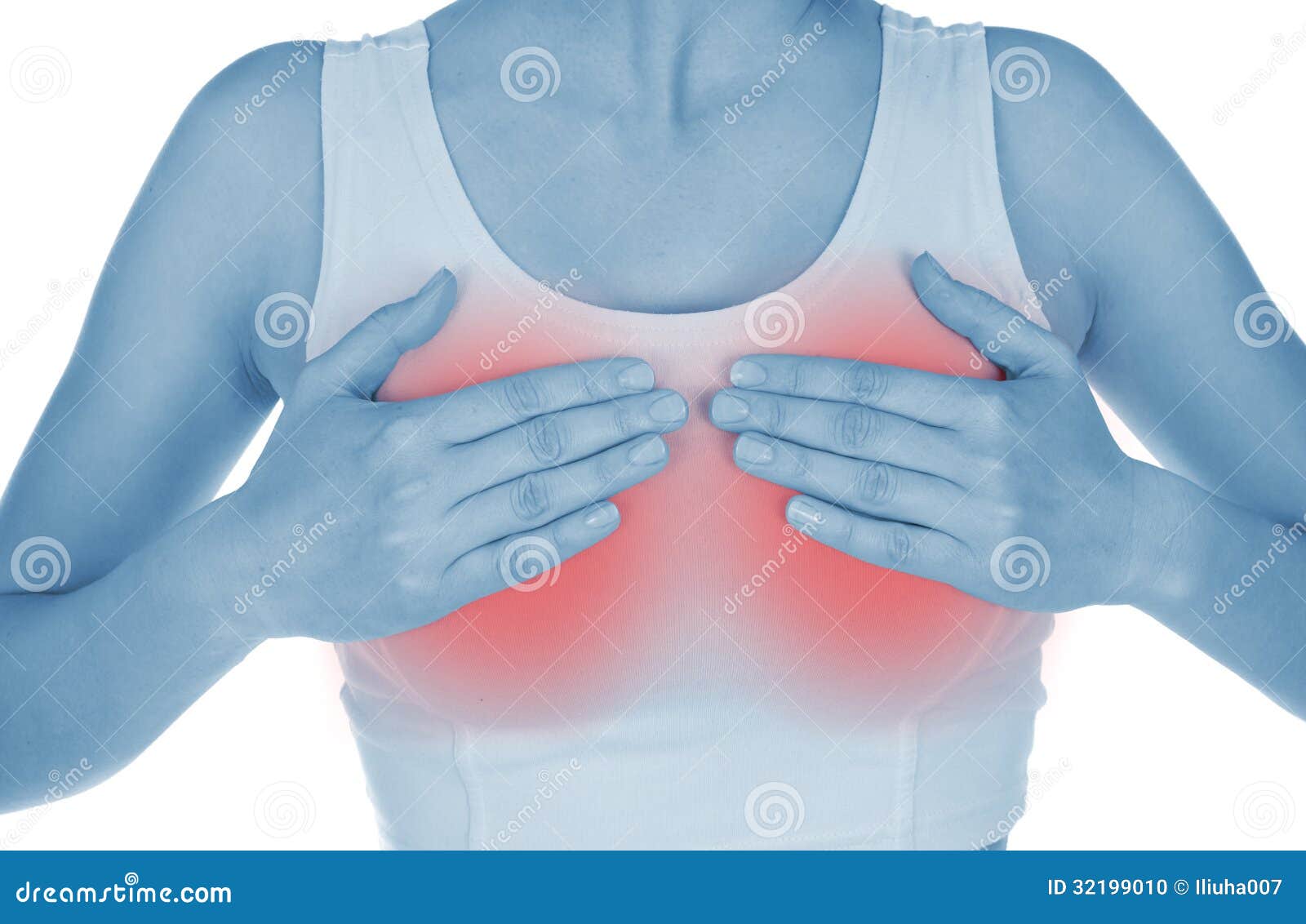 Sore Breast, Shown Red, Keep Handed Stock Photo Image of beautiful