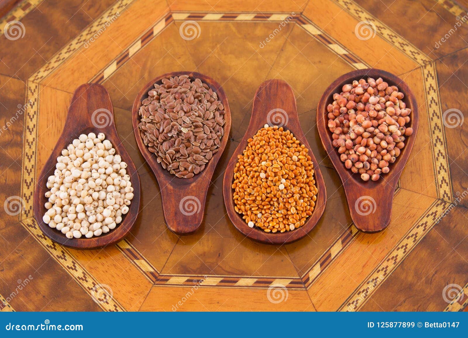 Millet and Flaxseed in Spoon Stock Image Image of bundle