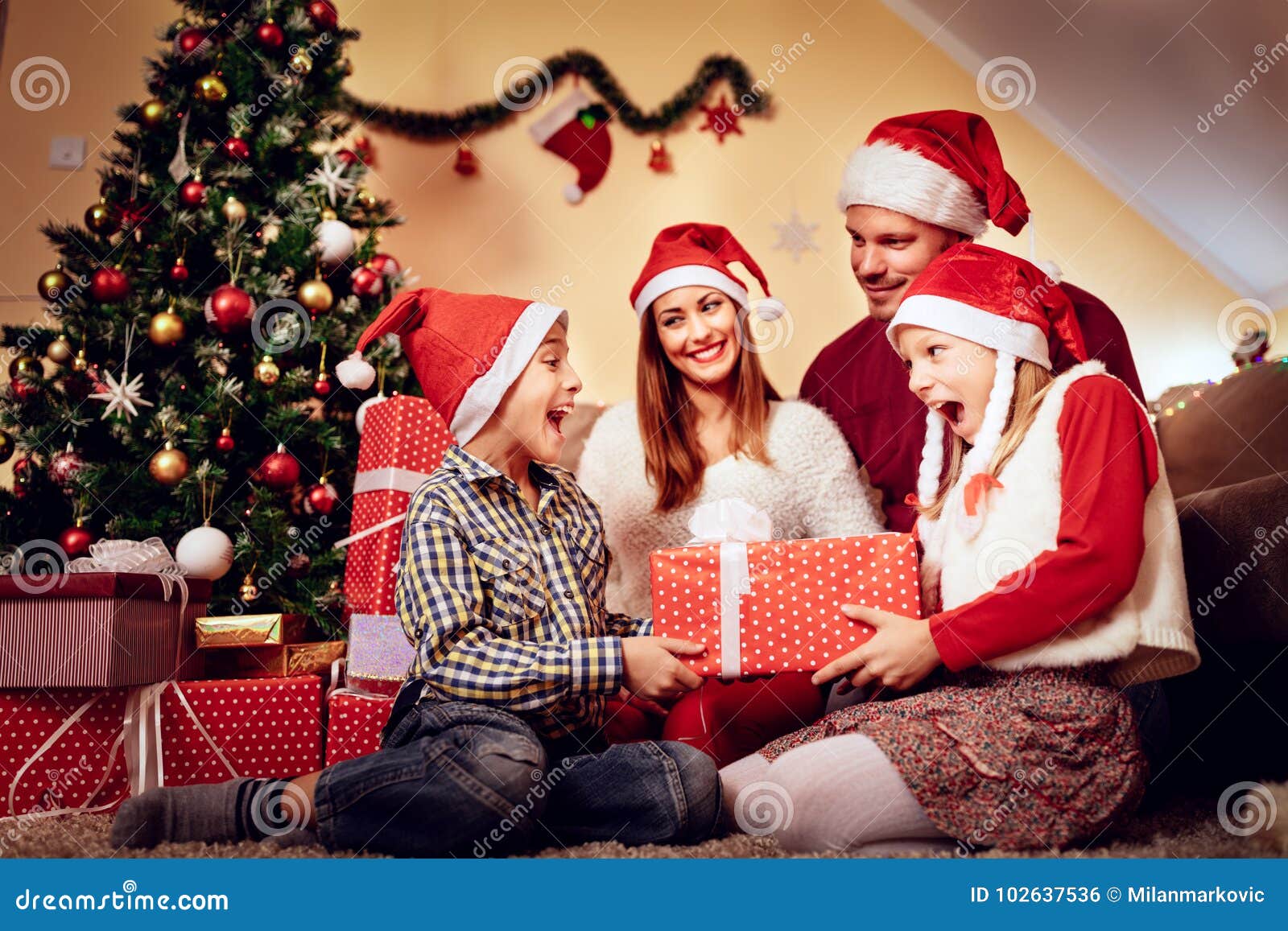 Regali Di Natale Per Mia Sorella.Sorpresa Per Mia Sorella Fotografia Stock Immagine Di Ragazzo 102637536