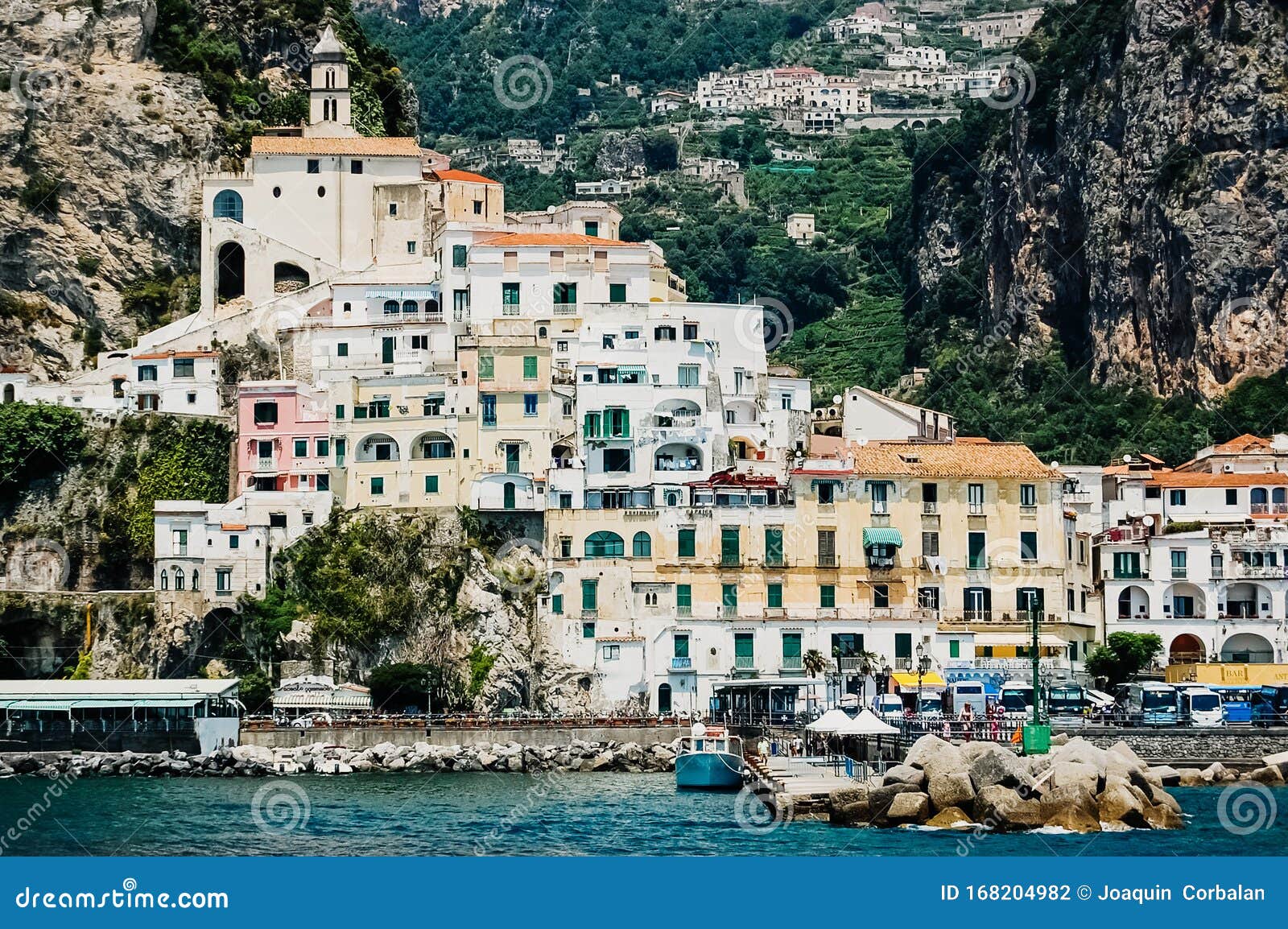 Sorrento, Italy - June 5, 2019: View from the Sea of this Picturesque ...