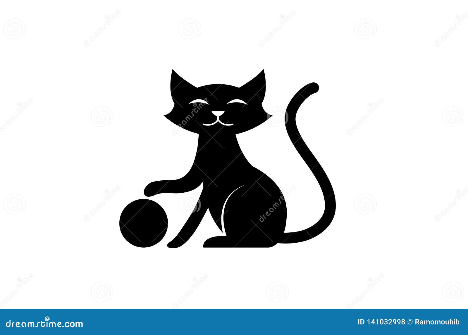 Sorriso E Jogo Do Gato Preto Com a Bola Para O ícone Do Animal De Estimação  Do Logotipo Ilustração Stock - Ilustração de redondo, gatinho: 141032998