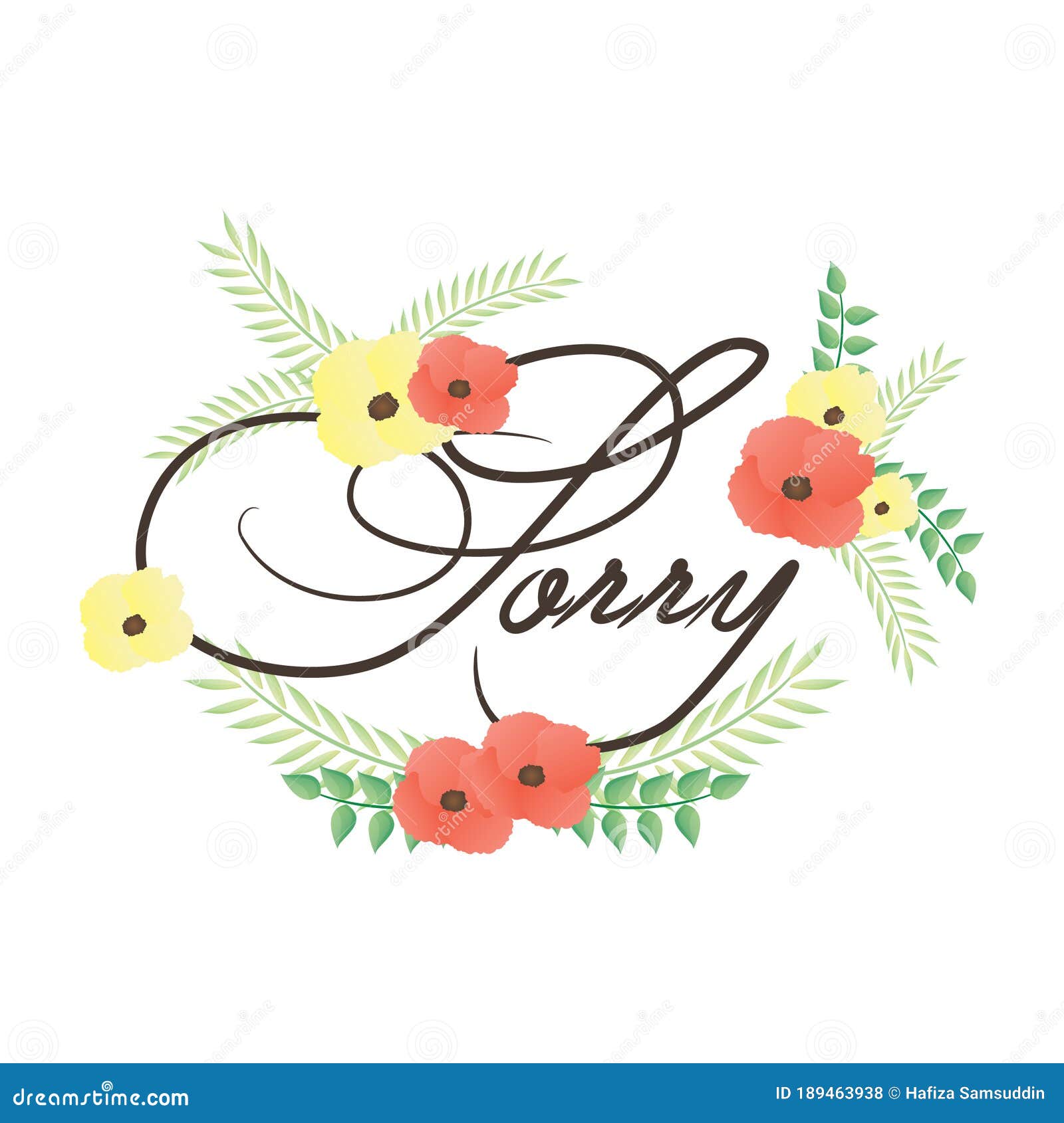 Sorry Label with Flowers. Vector Illustration Decorative Design Stock