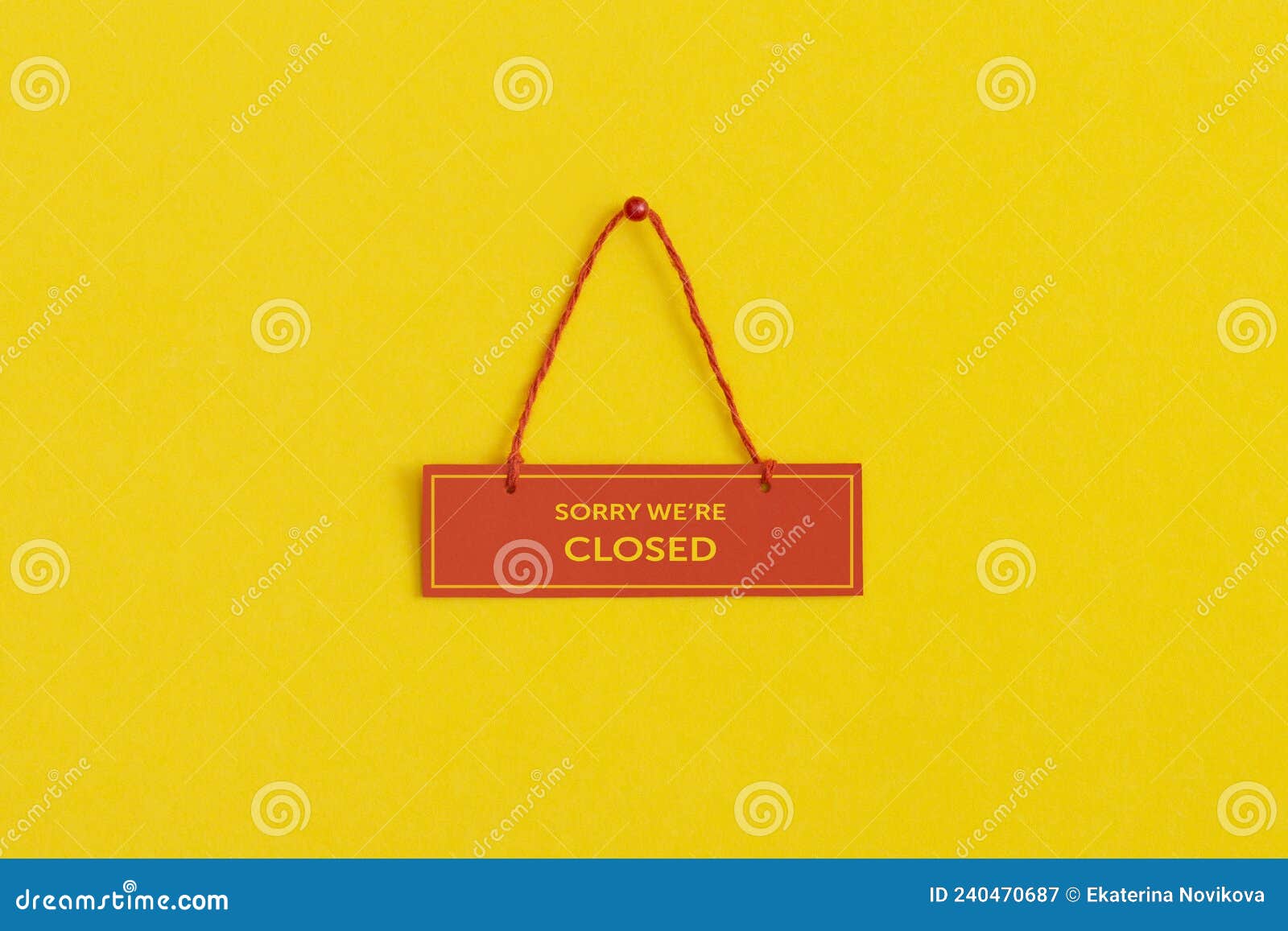 sorry, we`re closed. plate on yellow background
