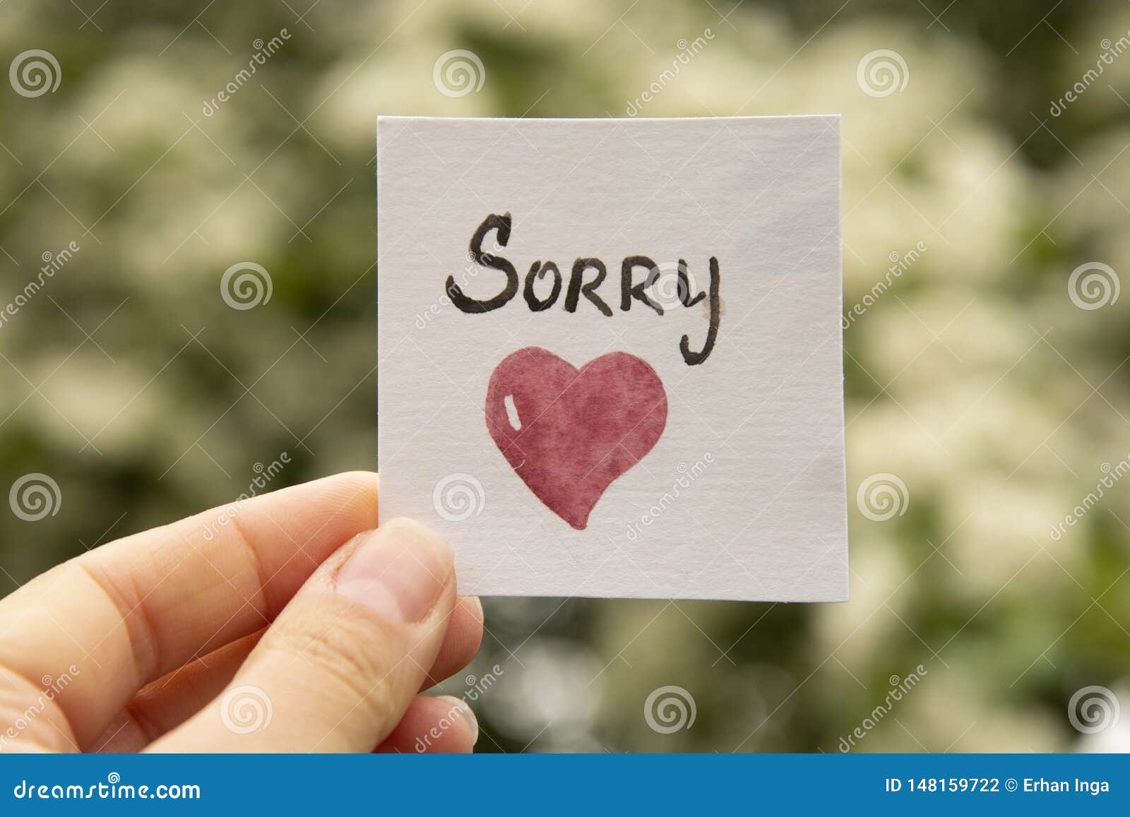 Sorry. Sticker with Sorry Inscription and Red Heart. I`m Sorry ...