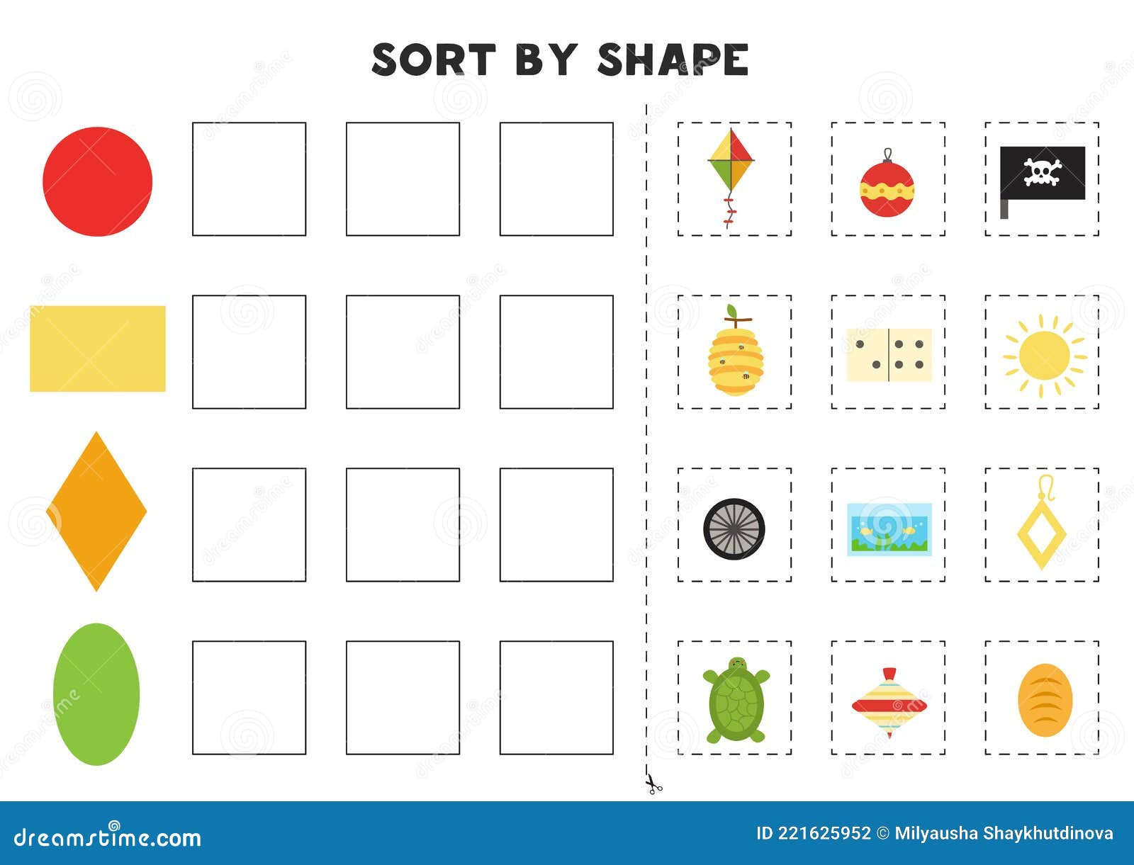 sort by shape educational game for learning basic shapes stock vector illustration of activity primary 221625952