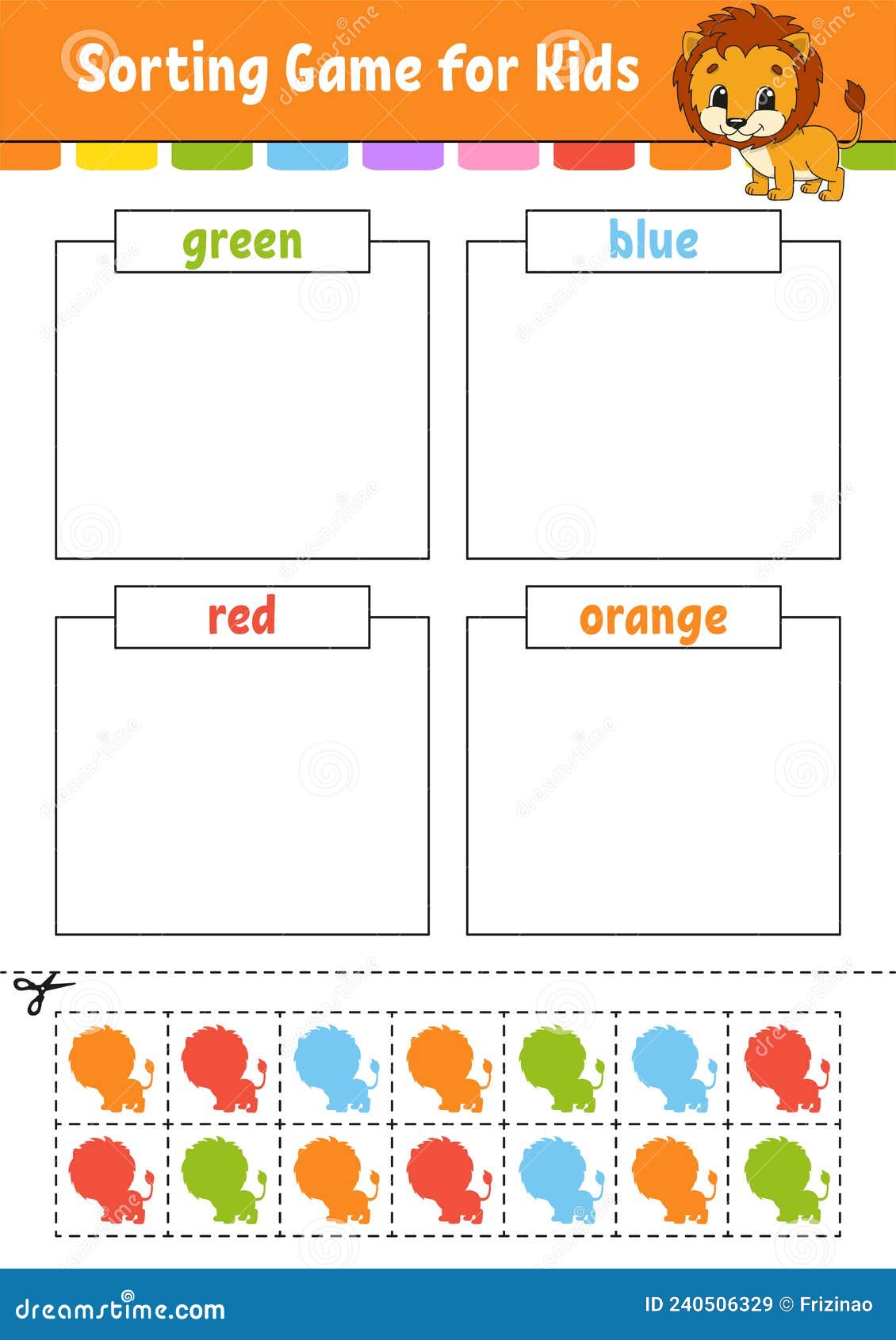 Sorting Game for Kids. Cut and Glue. Education Developing Worksheet ...