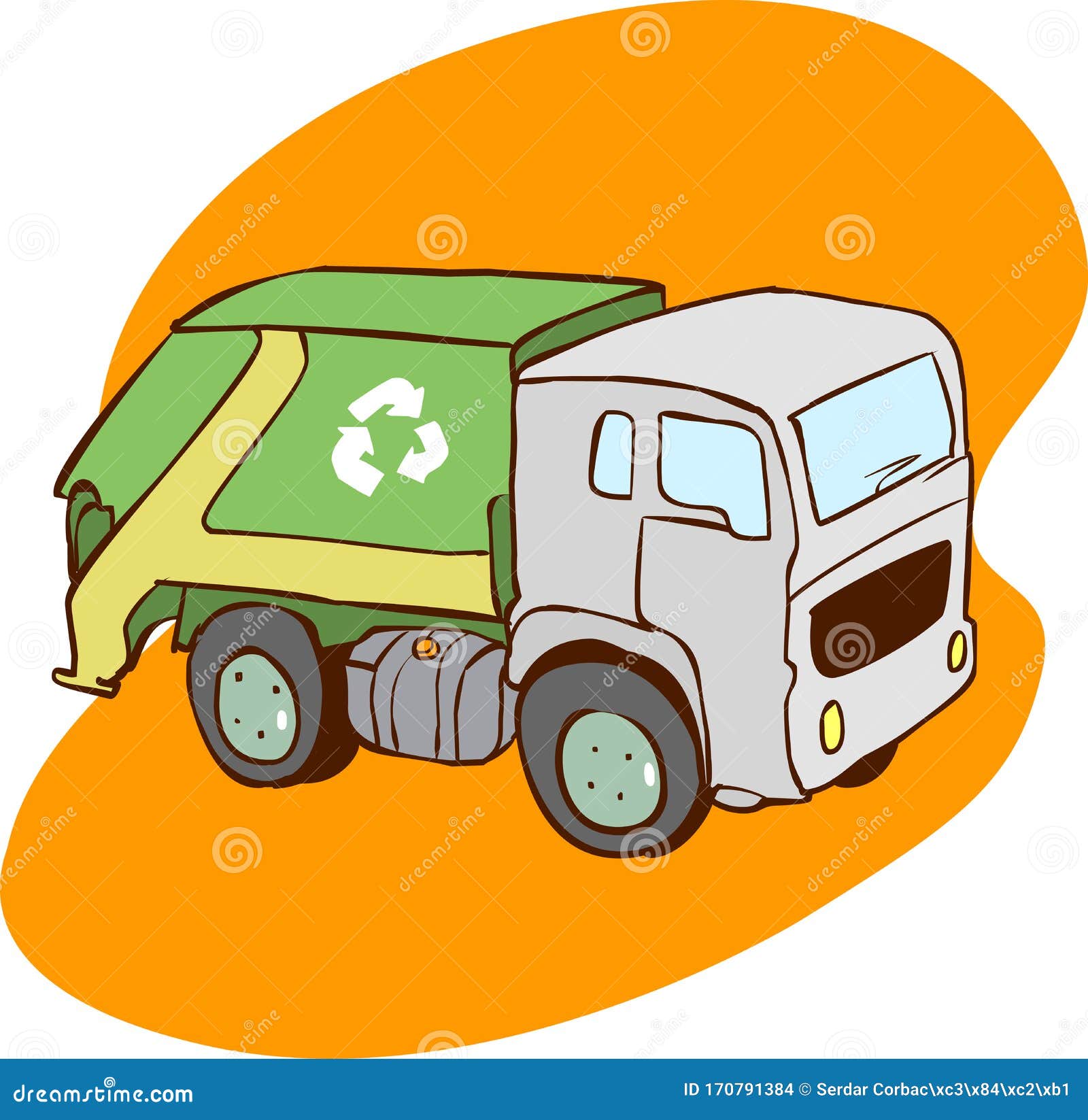 Sorting, Transporting Process of Garbage, Trash Can. Vector ...