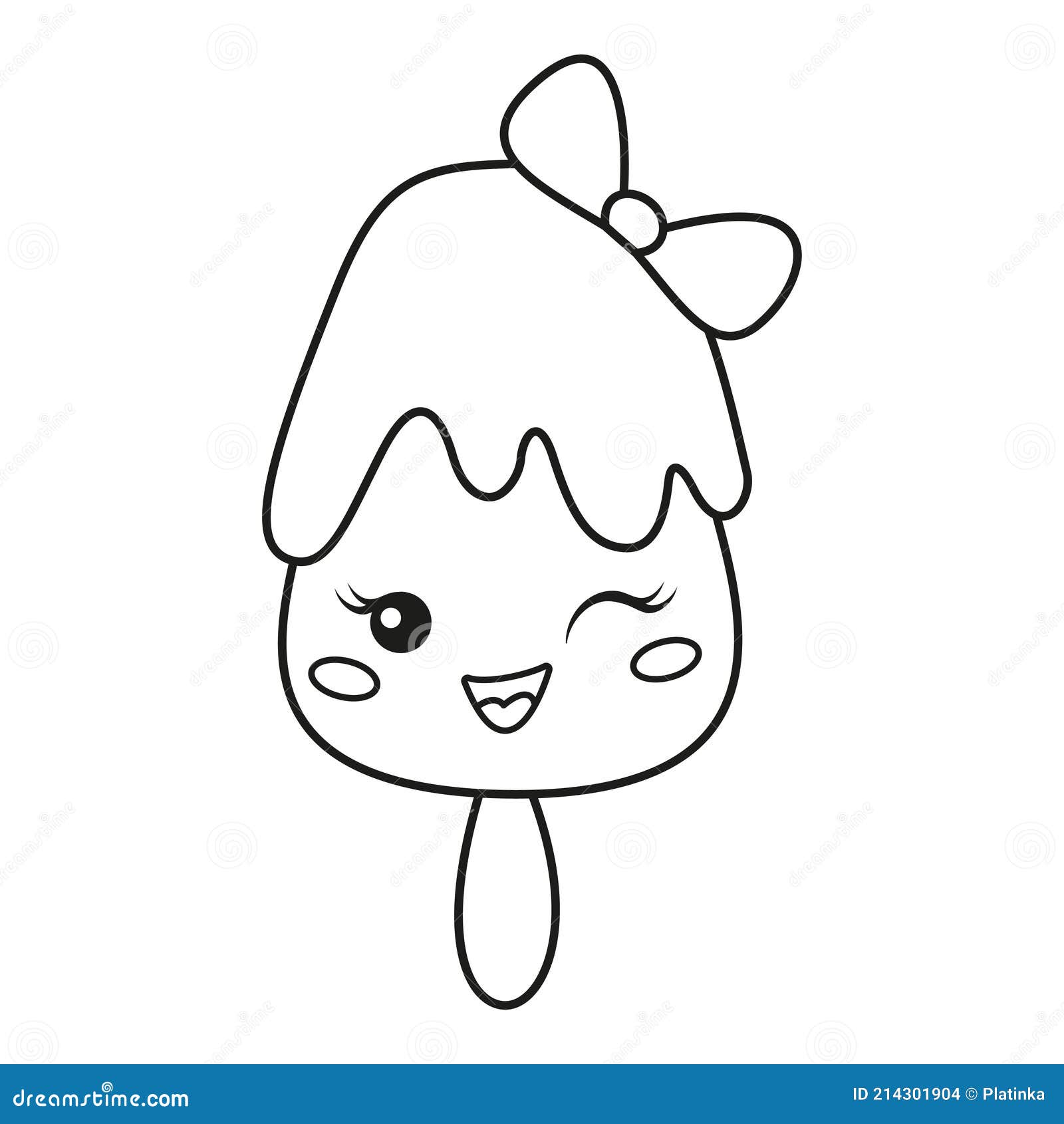 Desenho de sorvete kawaii para colorir