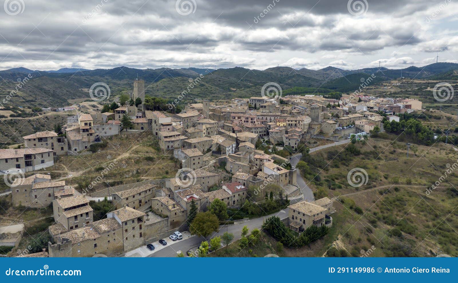 aerial view of the medieval town of sos del rey catÃ³lico in aragon, spain.