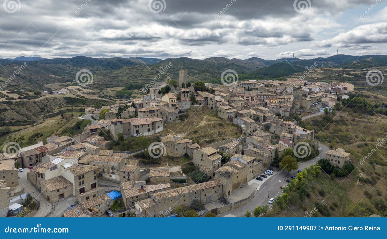 aerial view of the medieval town of sos del rey catÃ³lico in aragon, spain.