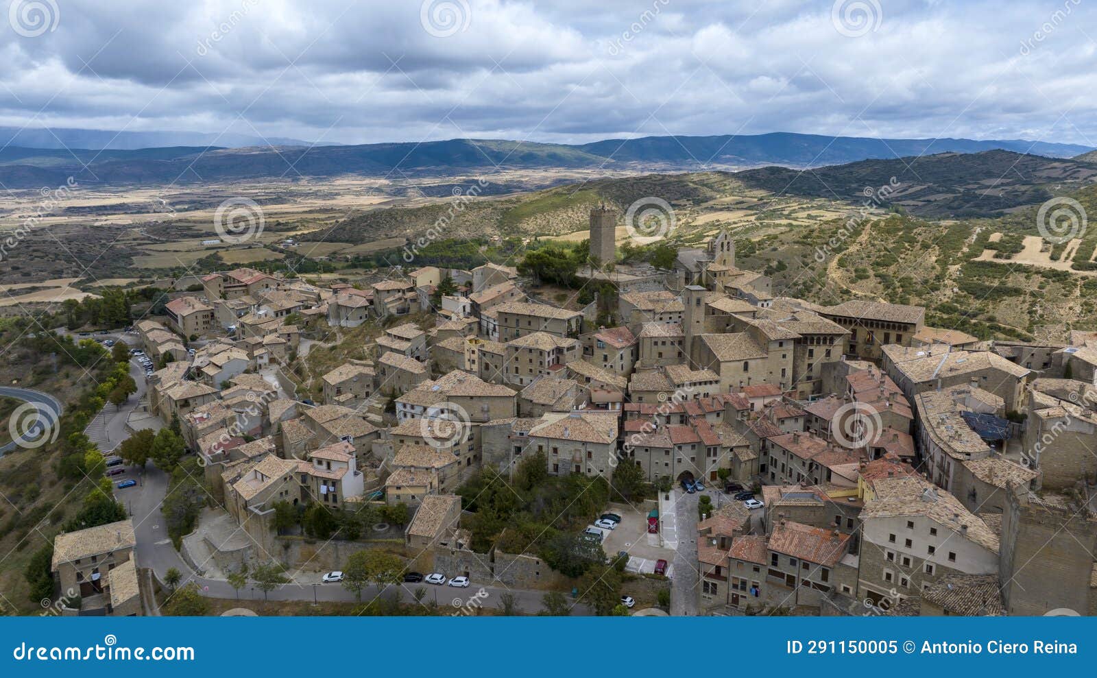 aerial view of the medieval town of sos del rey catÃ³lico in aragon, spain.