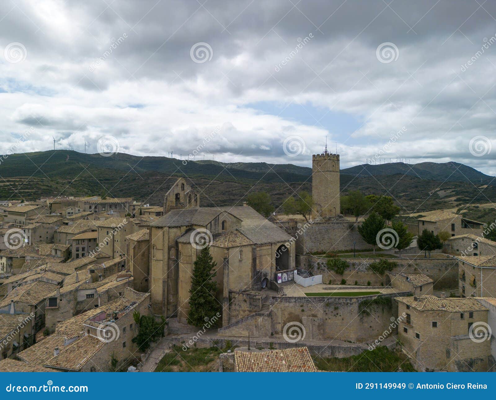 aerial view of the medieval town of sos del rey catÃ³lico in aragon, spain.