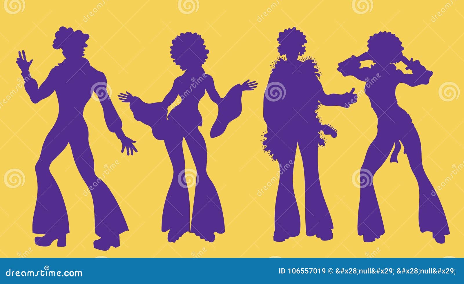 soul party time. dancers of soul silhouette funk or disco.people in 1980s, eighties style clothes dancing disco,