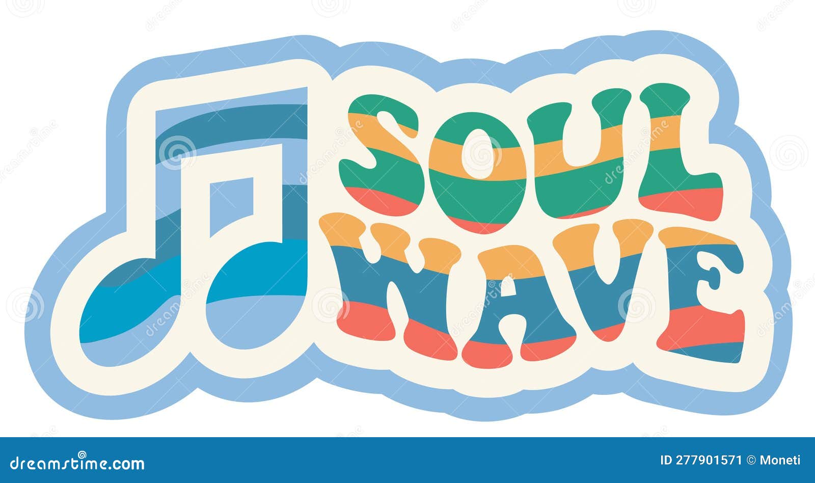 soul wave. retro  of music. 1970 s retro logo. trendy hipster . summer party, event, festival emblem. print