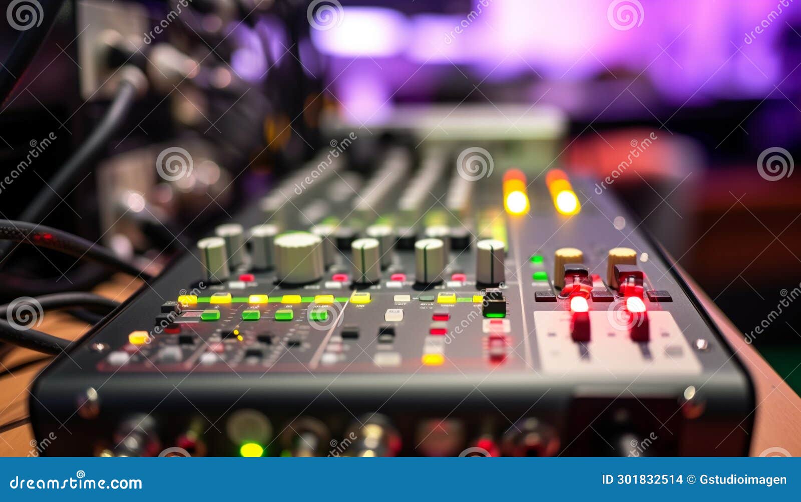 Sound Engineer Adjusting Knobs on Recording Studio Equipment Generated