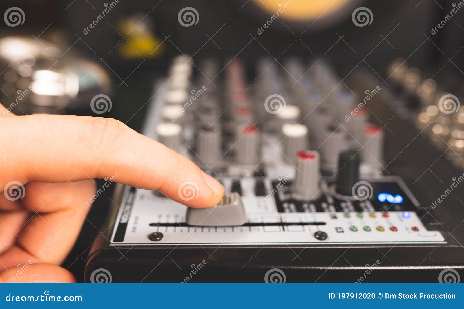 Sound Engineer Using Main Control Fader Stock Photo Image of fader