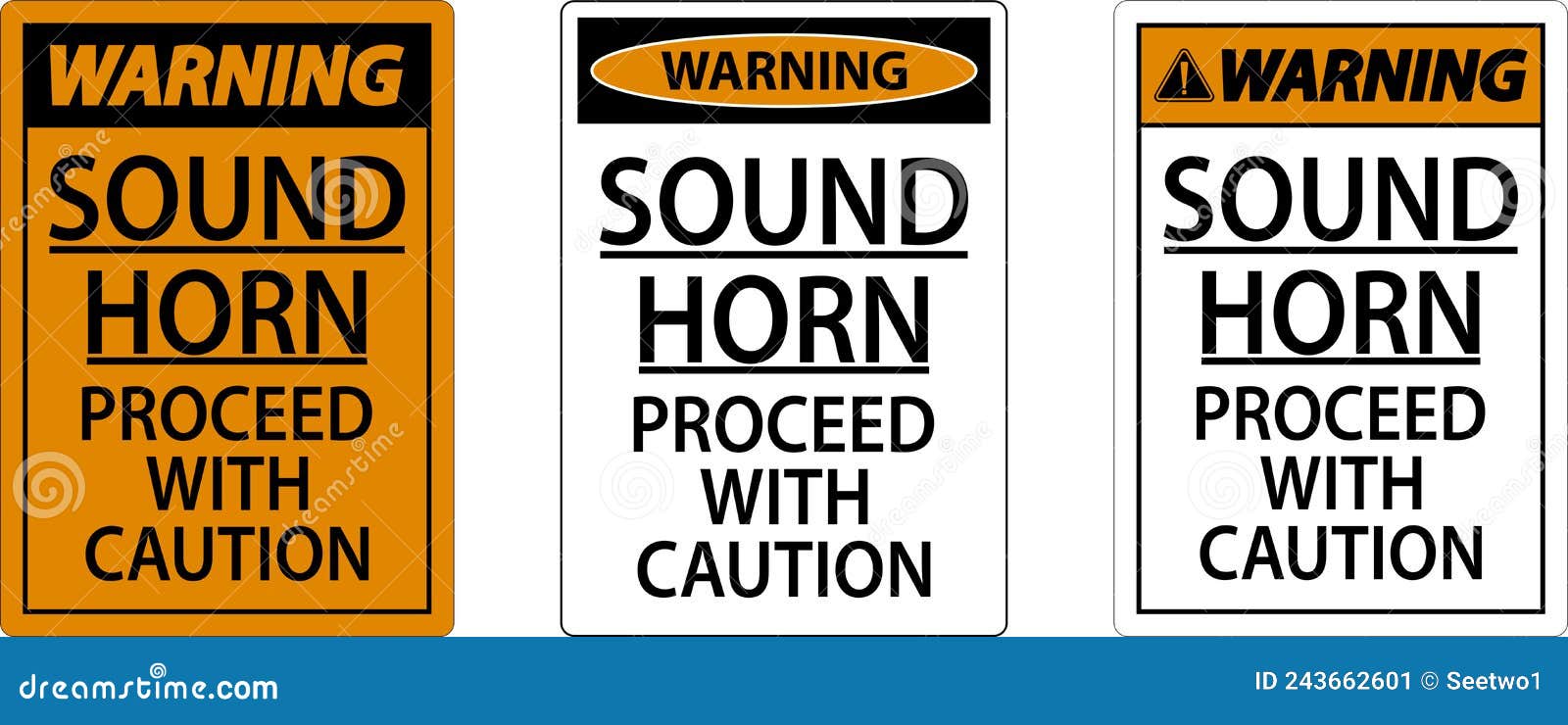 Sound Horn Proceed with Warning Sign on White Background Stock Vector