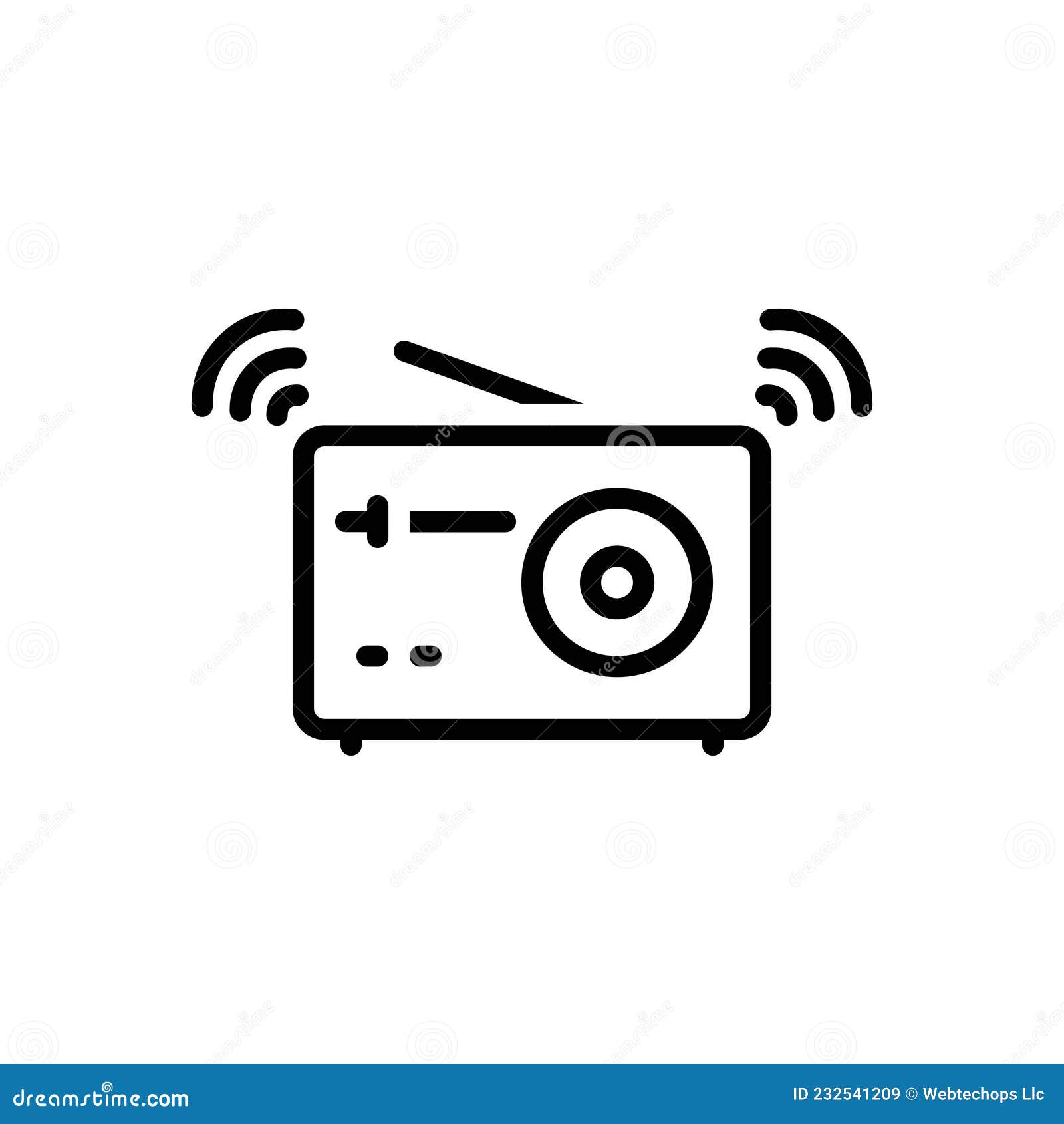 black line icon for sound, radio and vintage