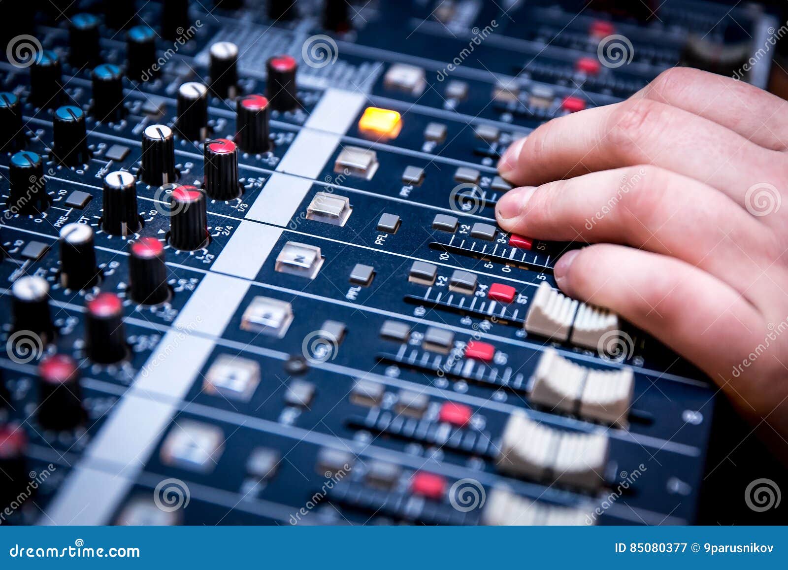 Sound Manager is Working on the Audio Mixer Stock Image - Image of ...