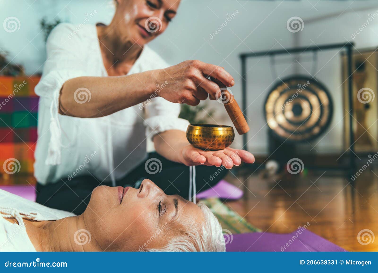 Sound Meditation. Tibetan Singing Bowl Stock Image Image of pain