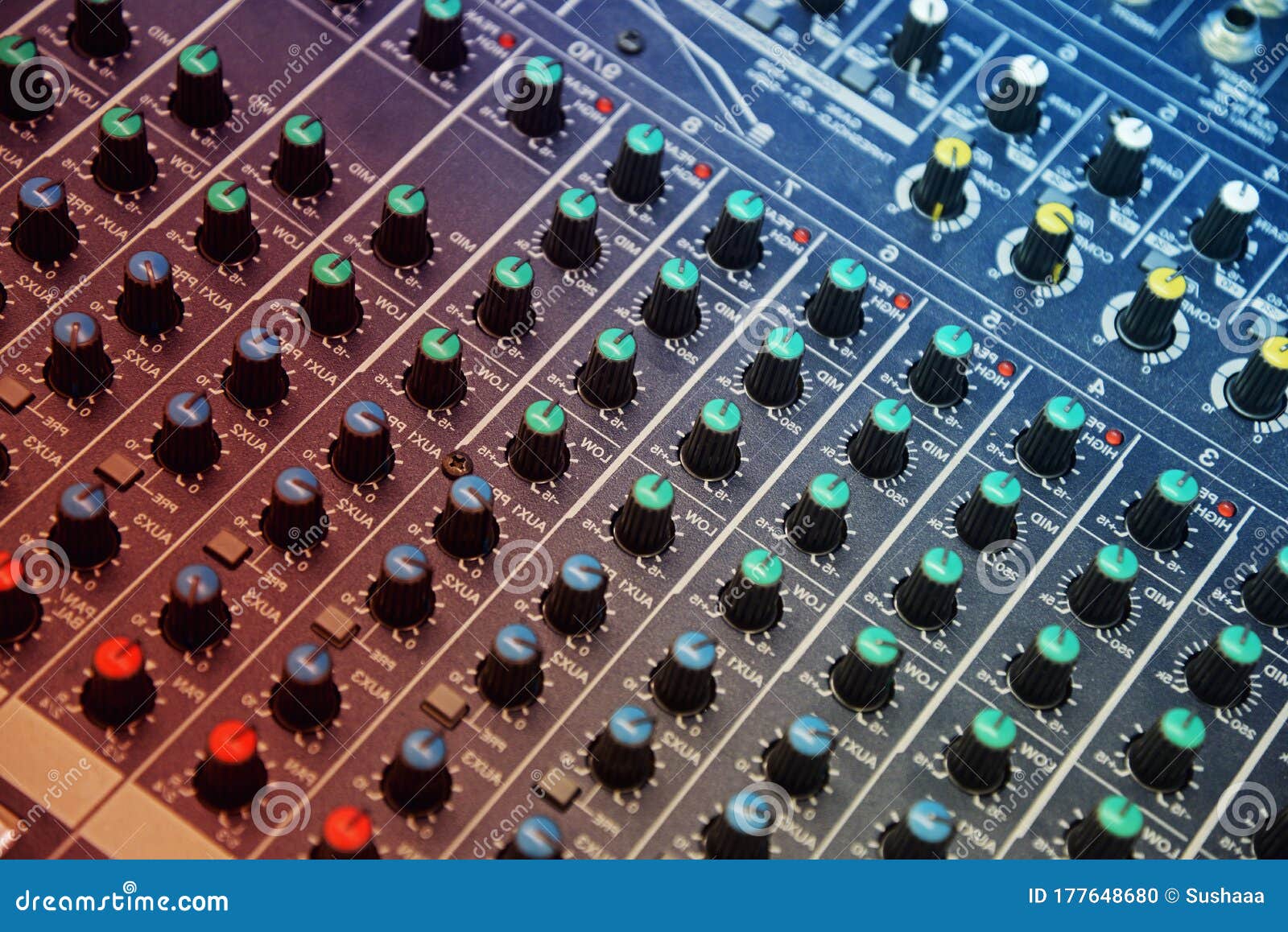 Sound Mixer Background. Close Up of Slider on Professional Sound Mixer.  Stock Photo - Image of electronic, musician: 177648680
