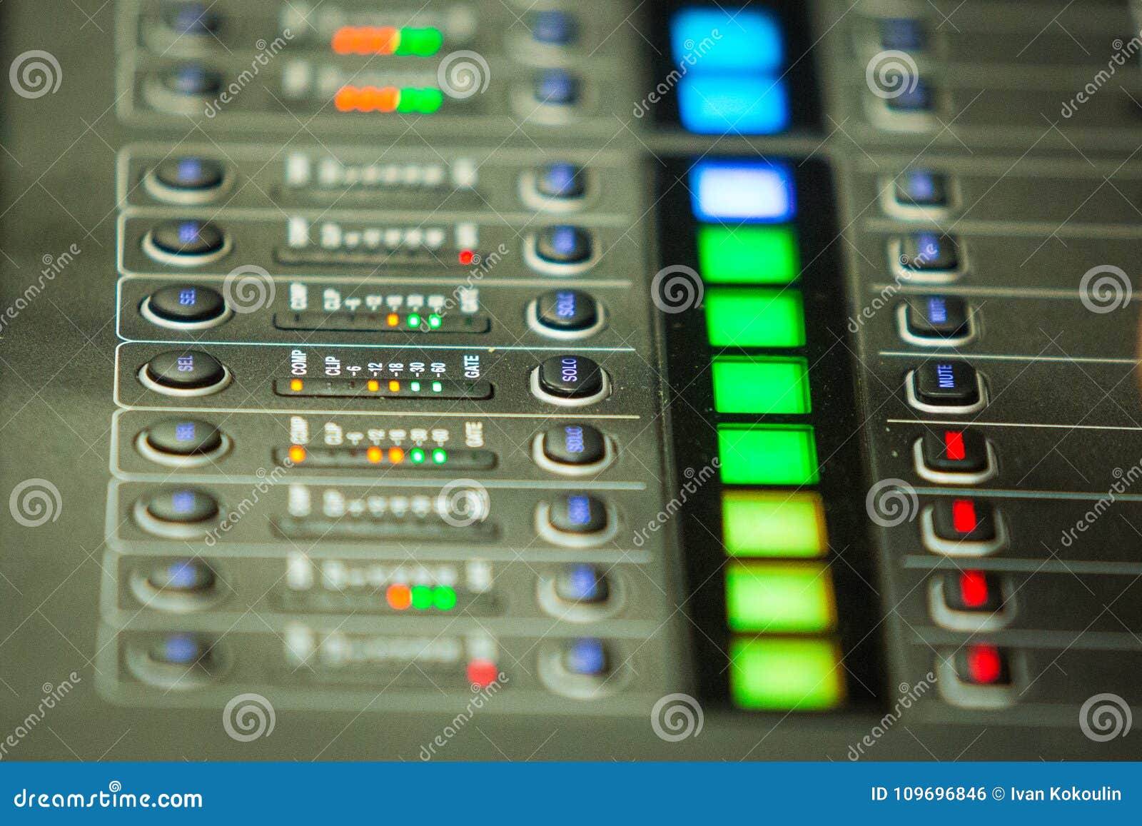 Sound mixer control board stock photo. Image of digital 109696846