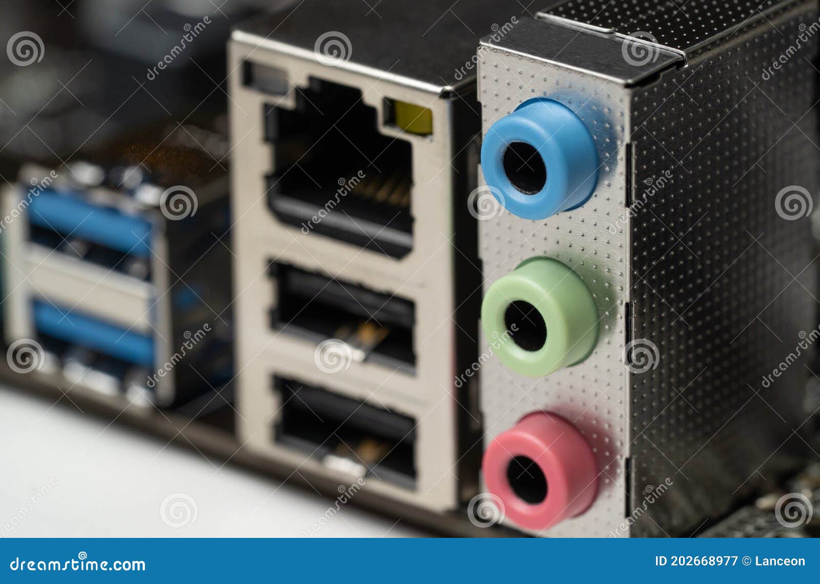 Sound output sound input and microphone mini jack connectors on real