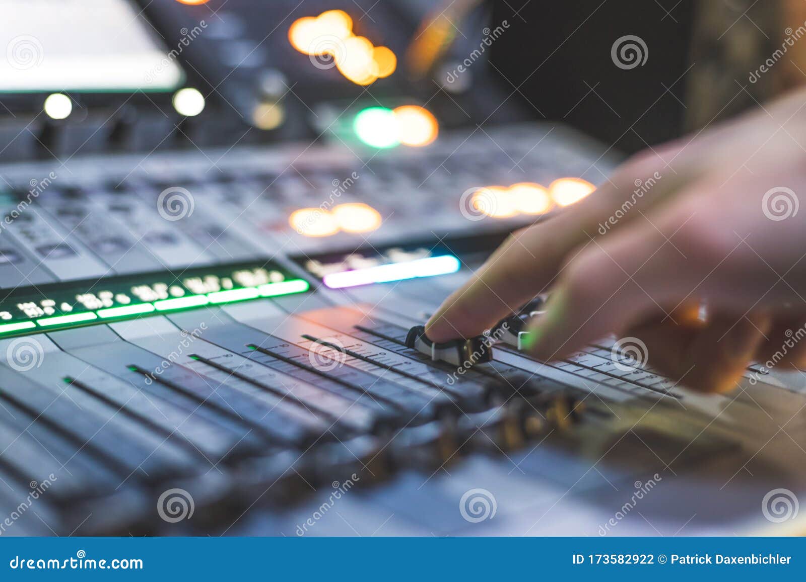 Sound Recording Studio Mixer Desk: Sound Engineer is Operating a ...