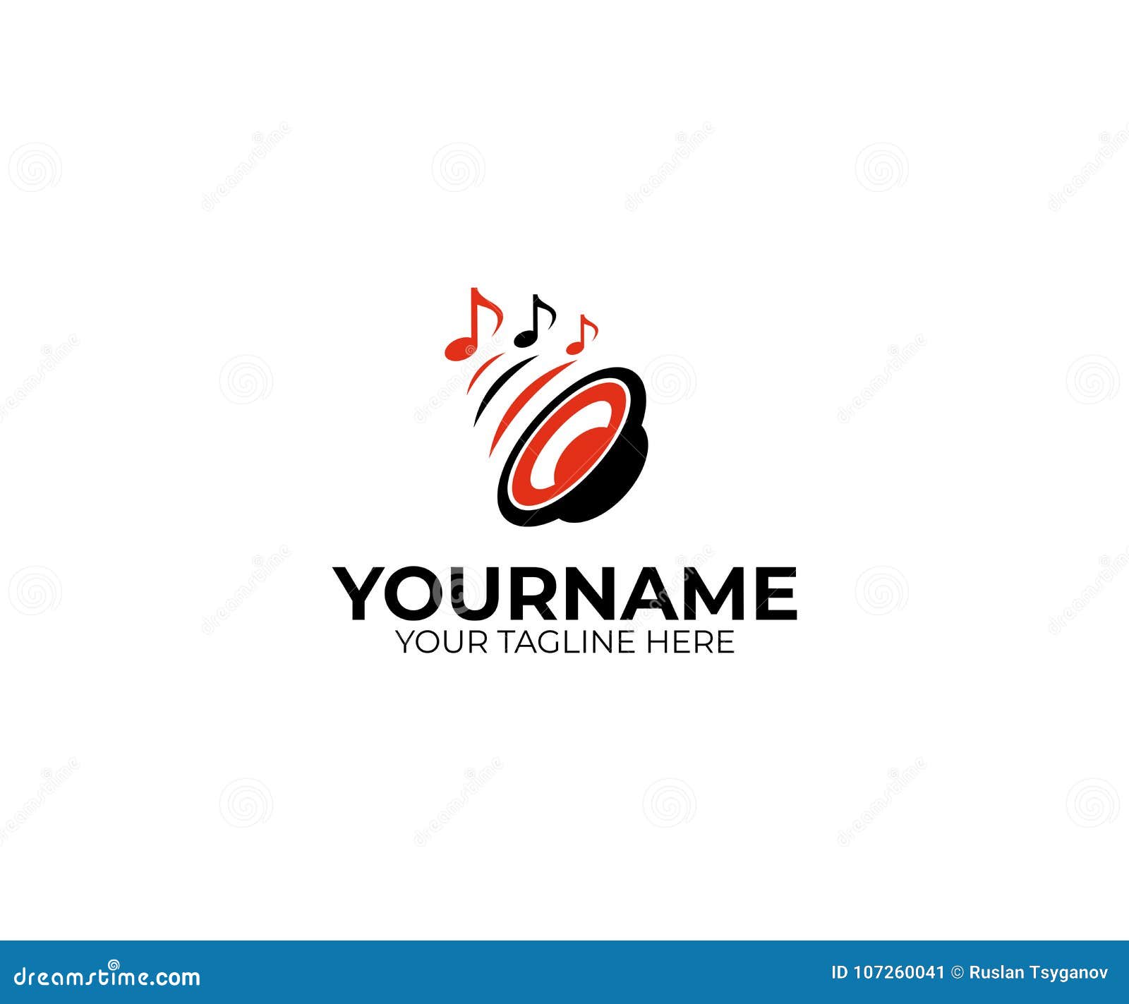 sound speaker and musical notes logo template. woofer  