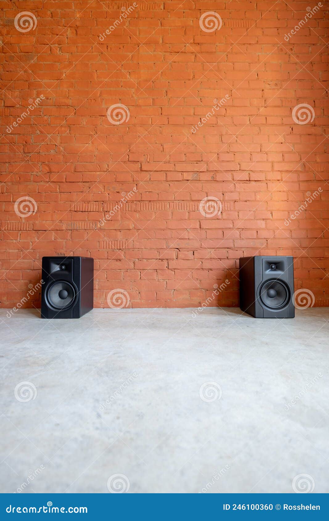 Sound Speakers on Brick Wall Background Stock Photo Image of music