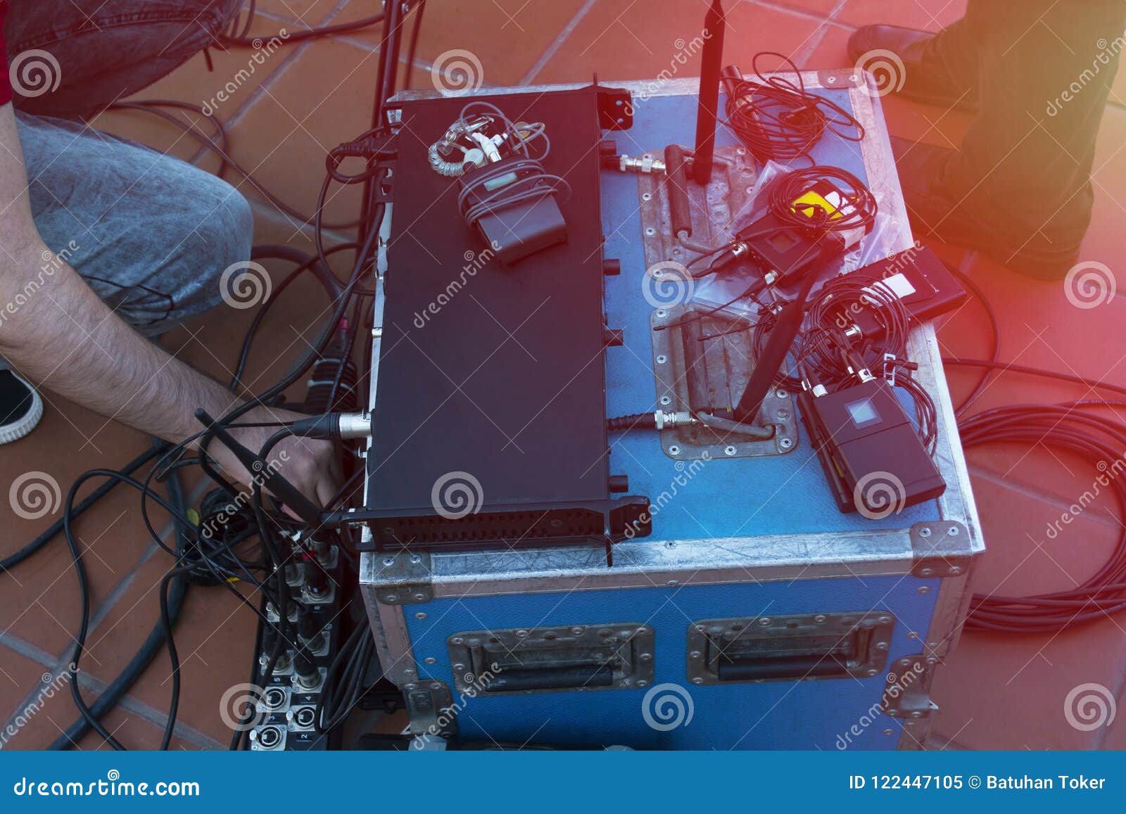 Sound Technician and Lights Technicians Control the Music Show in
