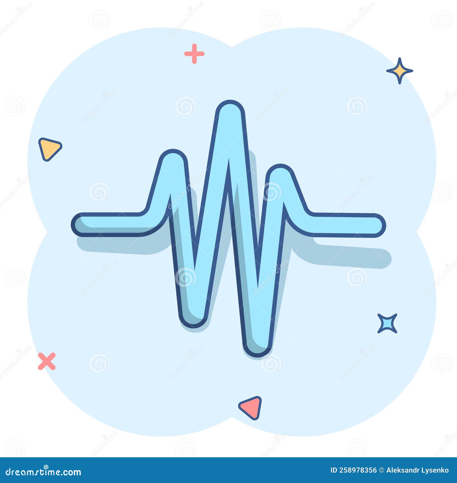 Sound Wave Icon In Comic Style. Heart Beat Vector Cartoon Illustration