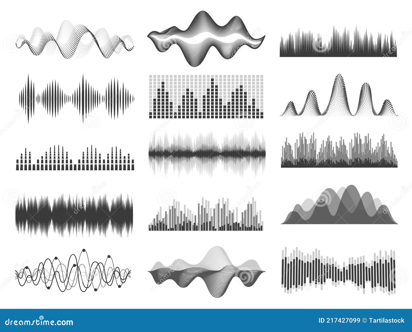 Sound waves. Music wave, audio frequency waveform. Radio voice and