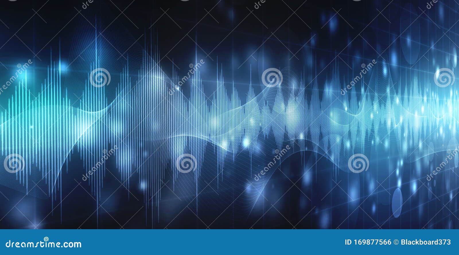 sound waves oscillating glow light, abstract technology background