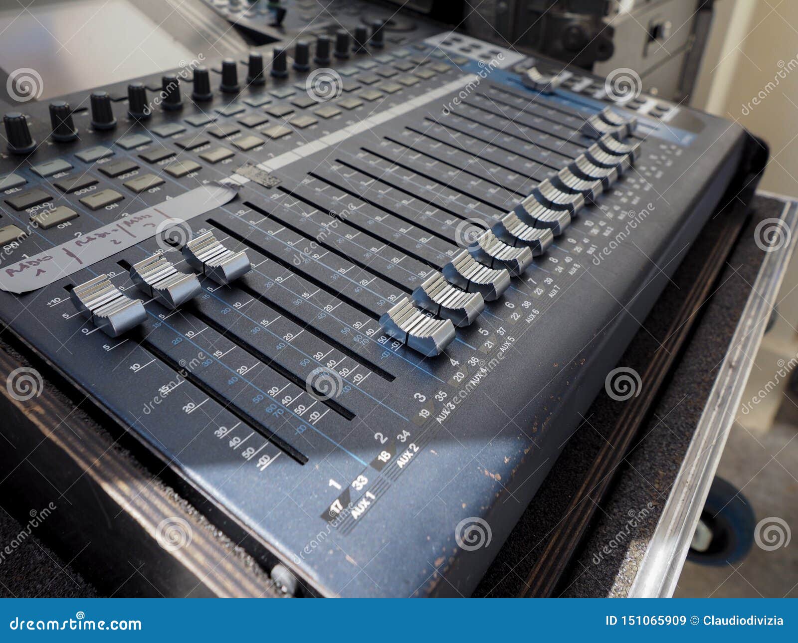 Soundboard mixer detail stock image. Image of buttons 151065909