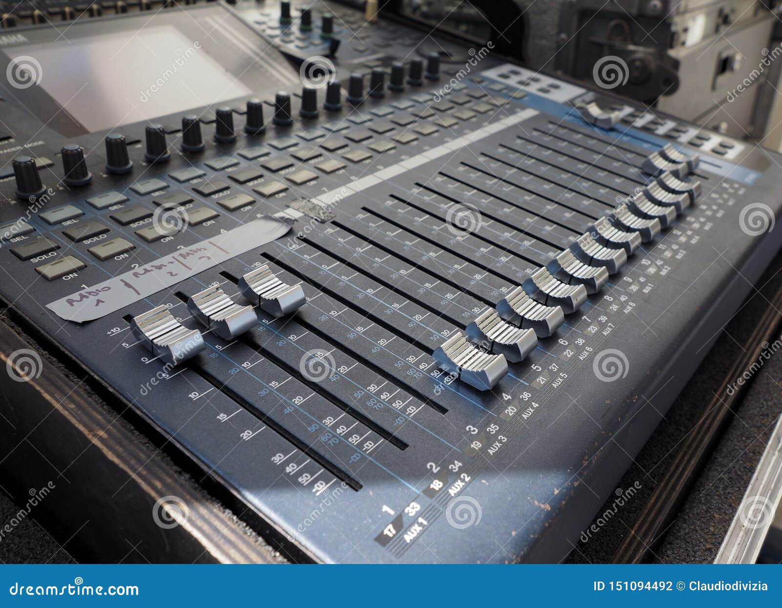 Soundboard mixer detail stock photo. Image of line, stereo 151094492