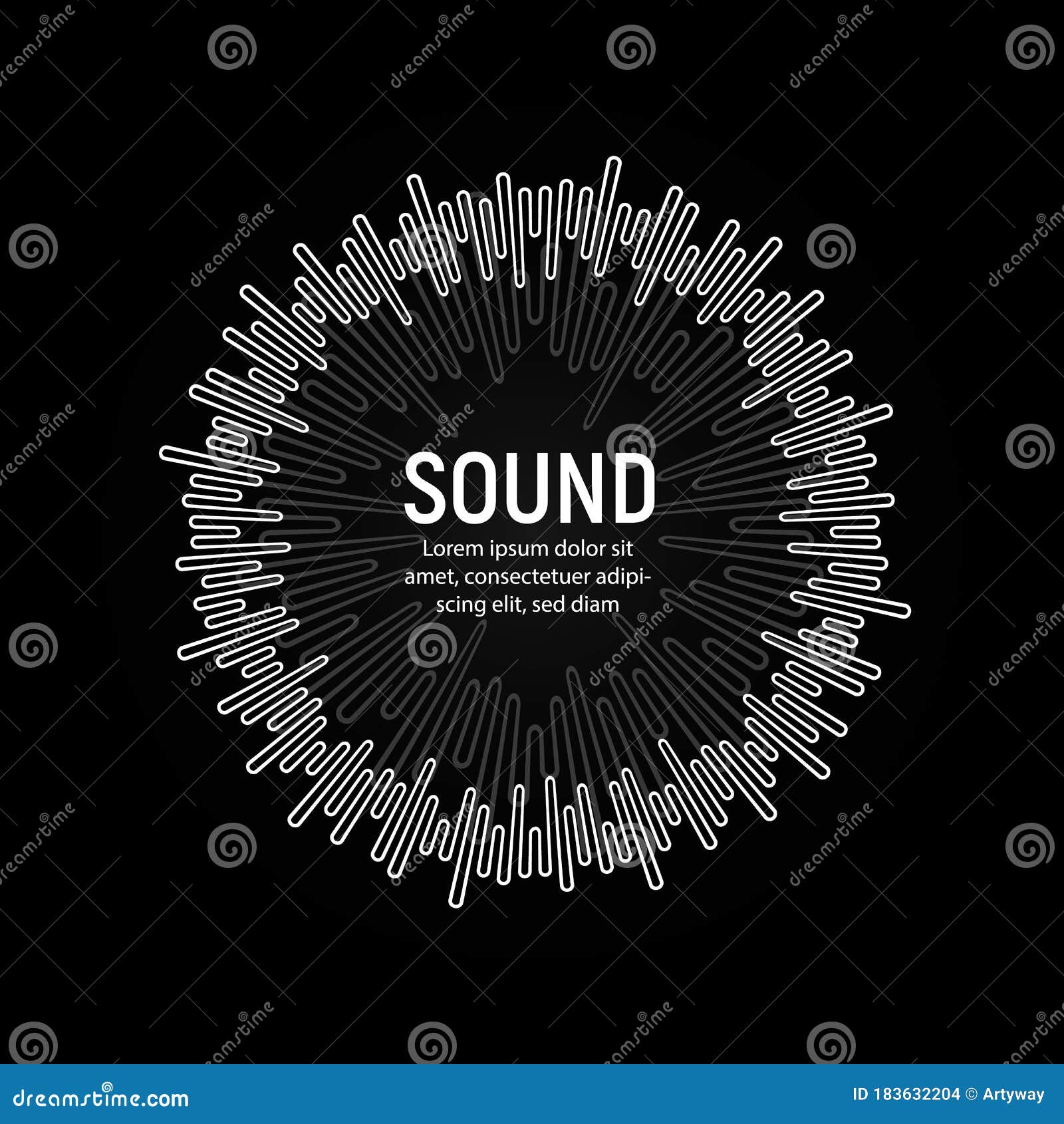 Soundtrack Playback, Music Record Vector Illustration. Radial Sound Waves,  Tunes Mixtape App Icon on Black Background Stock Vector - Illustration of  design, music: 183632204