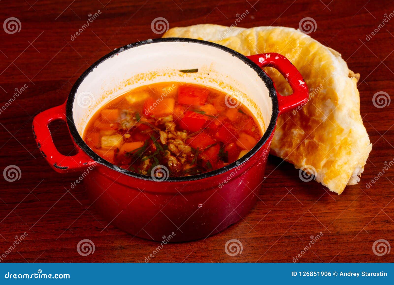 Soup with bread stock photo. Image of soup, tomato, broccoli 126851906