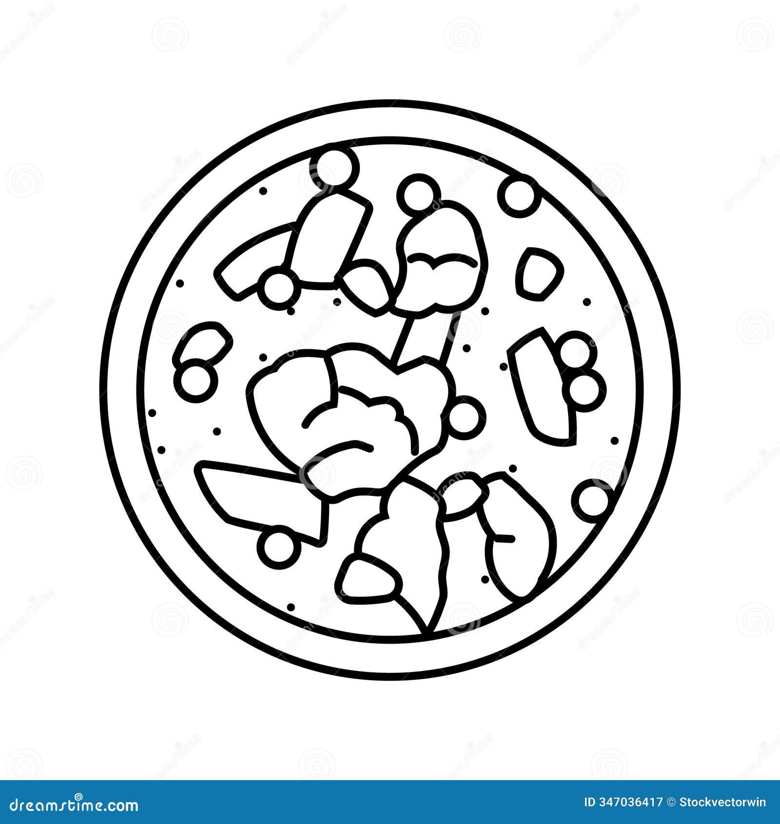 soup fish line icon  