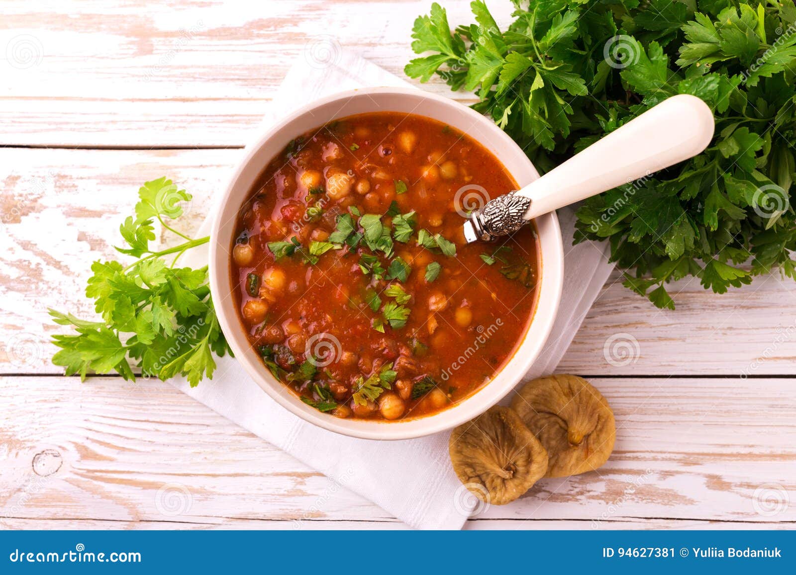 Soup Harira with Figs. Ramadan Food. Traditional Jewish Cuisine Stock ...