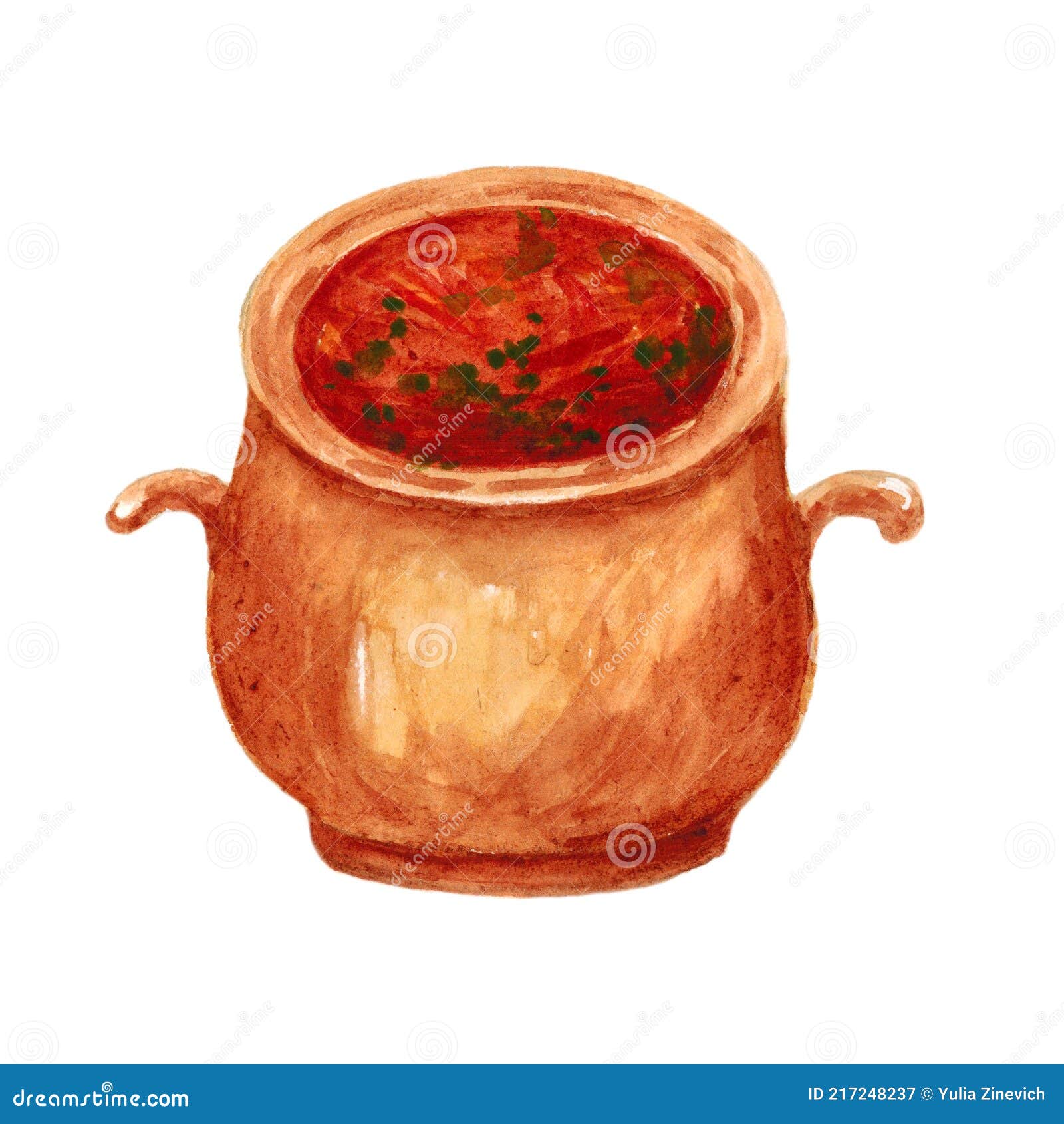 Soup In A Pot Isolated On A White Background. Stock Illustration ...
