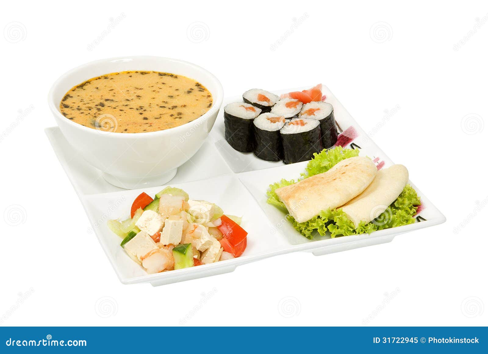 Soup and rolls and salad stock image. Image of shrimp 31722945