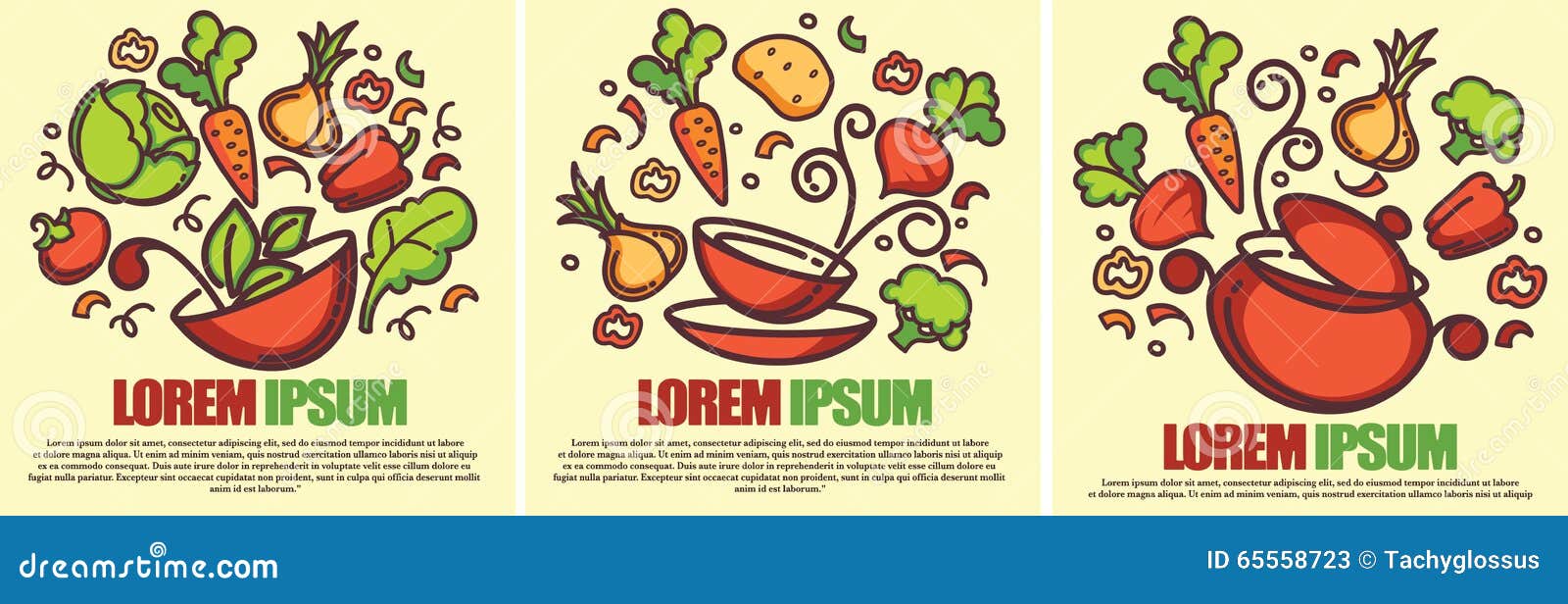 Soup and salad stock vector. Illustration of card, carrot 65558723