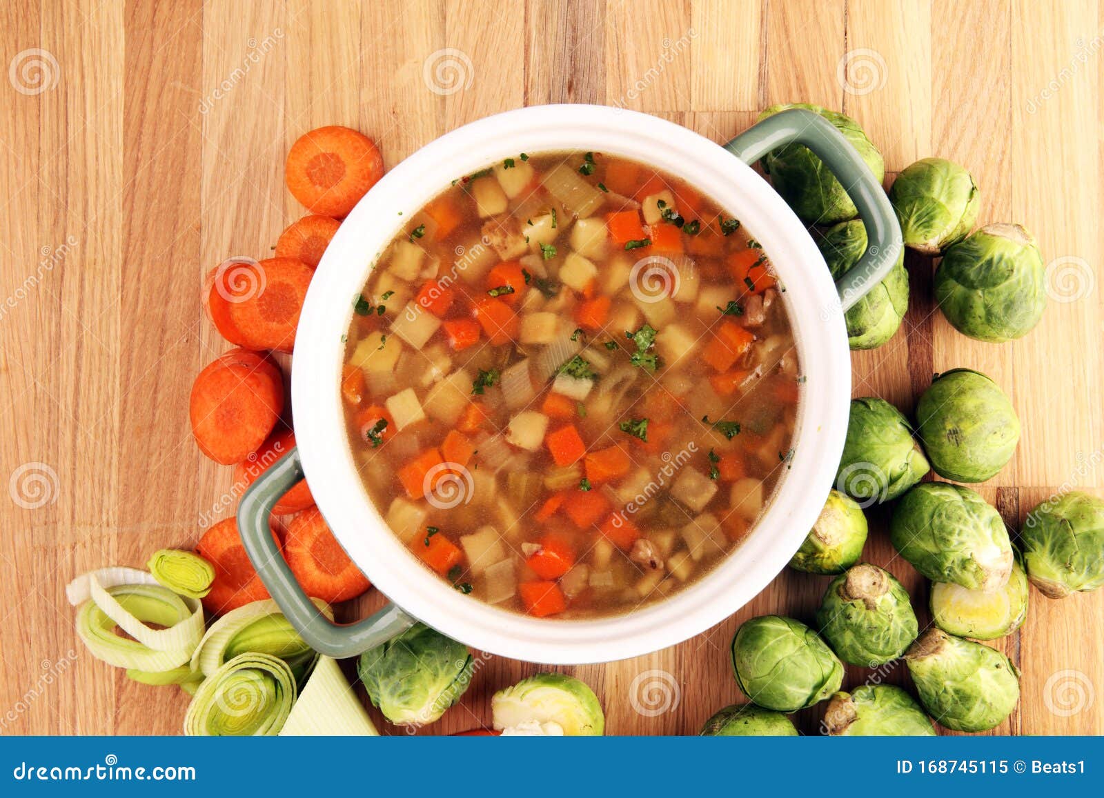 Soup, Vegetable Soup, Bowl. Traditional Hot Veggie Soup Stock Image