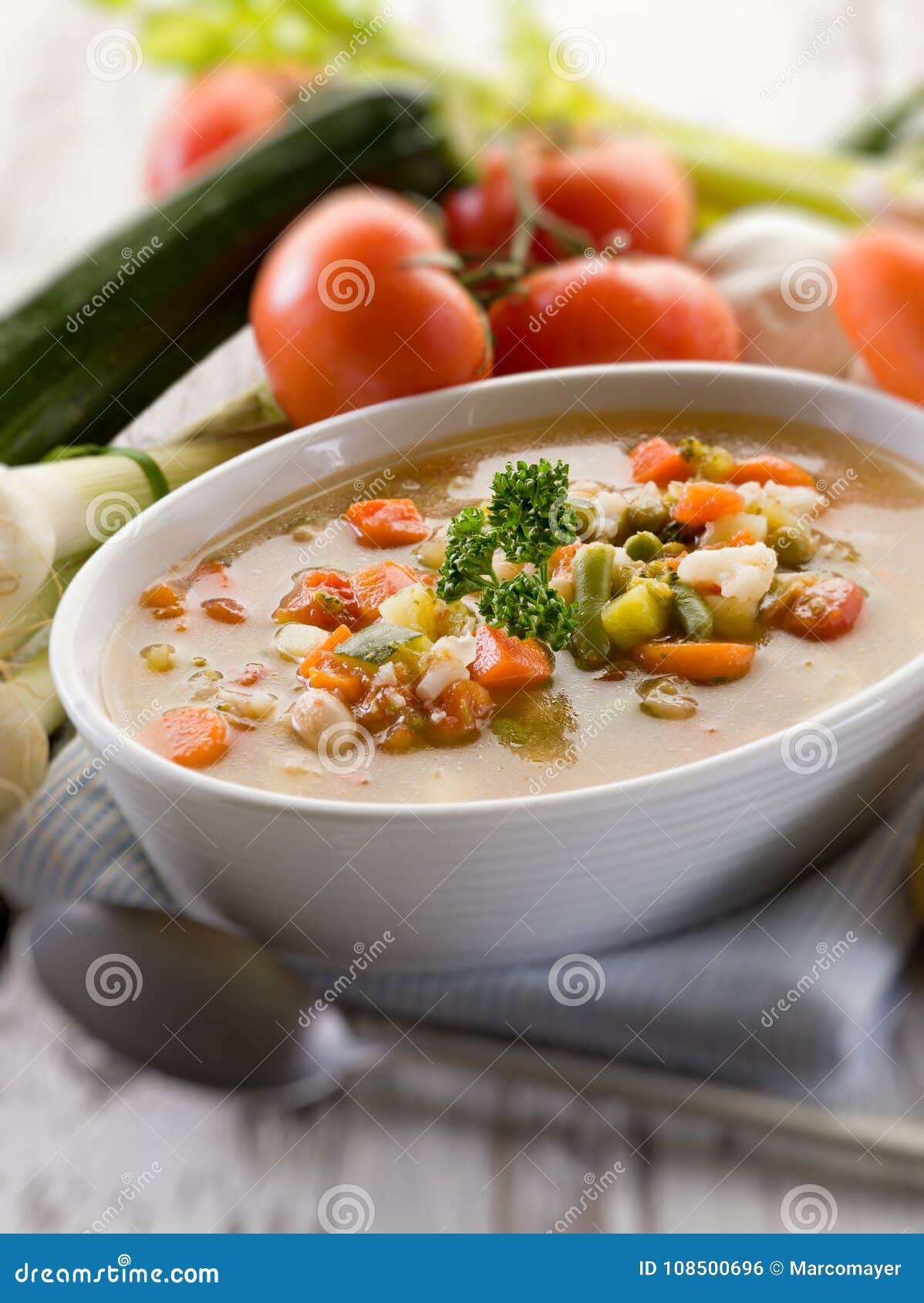 Soup Vegetable with Ingredients Stock Photo Image of celery, herb