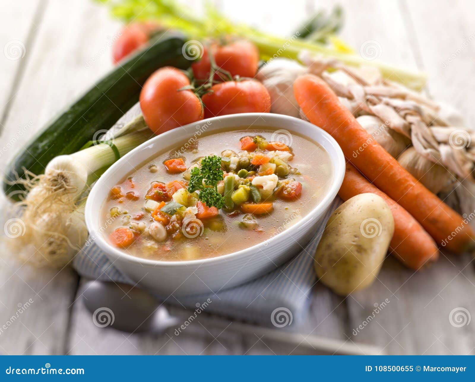 Soup Vegetable with Ingredients Stock Image Image of bean