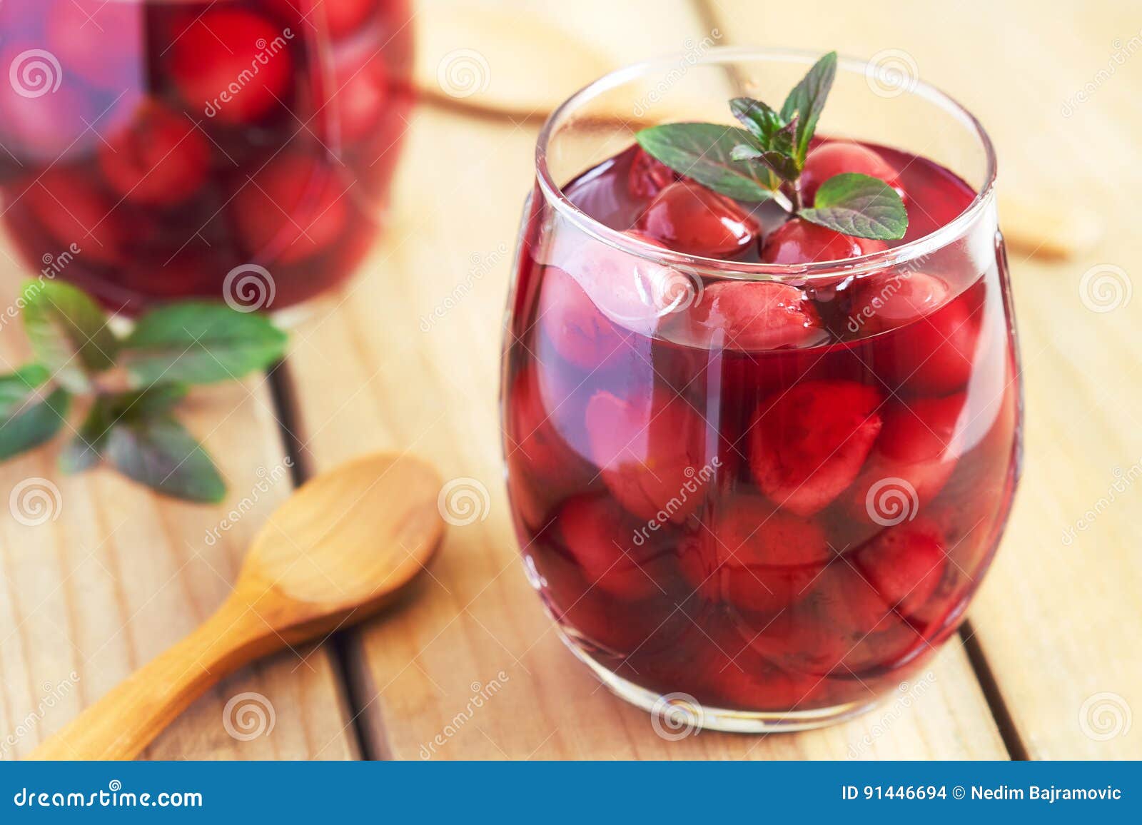 Sour cherry compote stock photo. Image of glass, refreshment 91446694