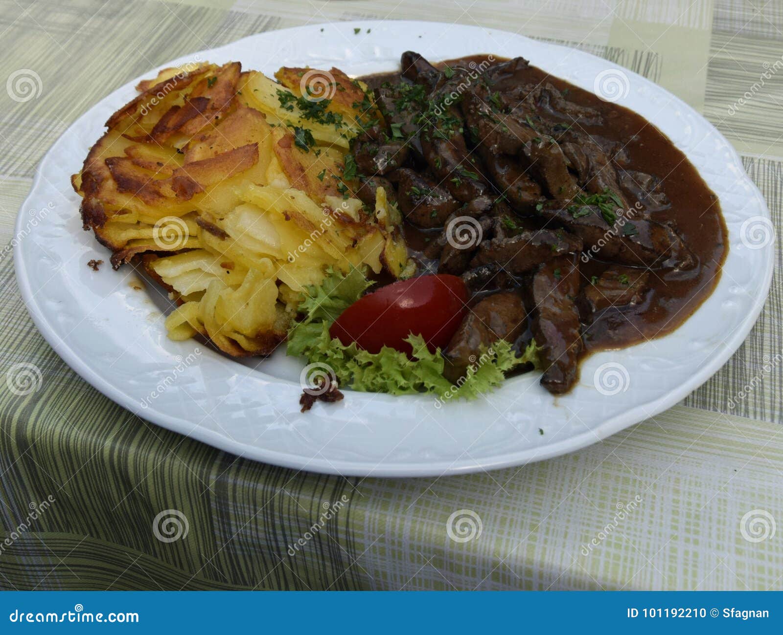 Sour Liver with Fried Potatoes Stock Photo Image of fried, ready